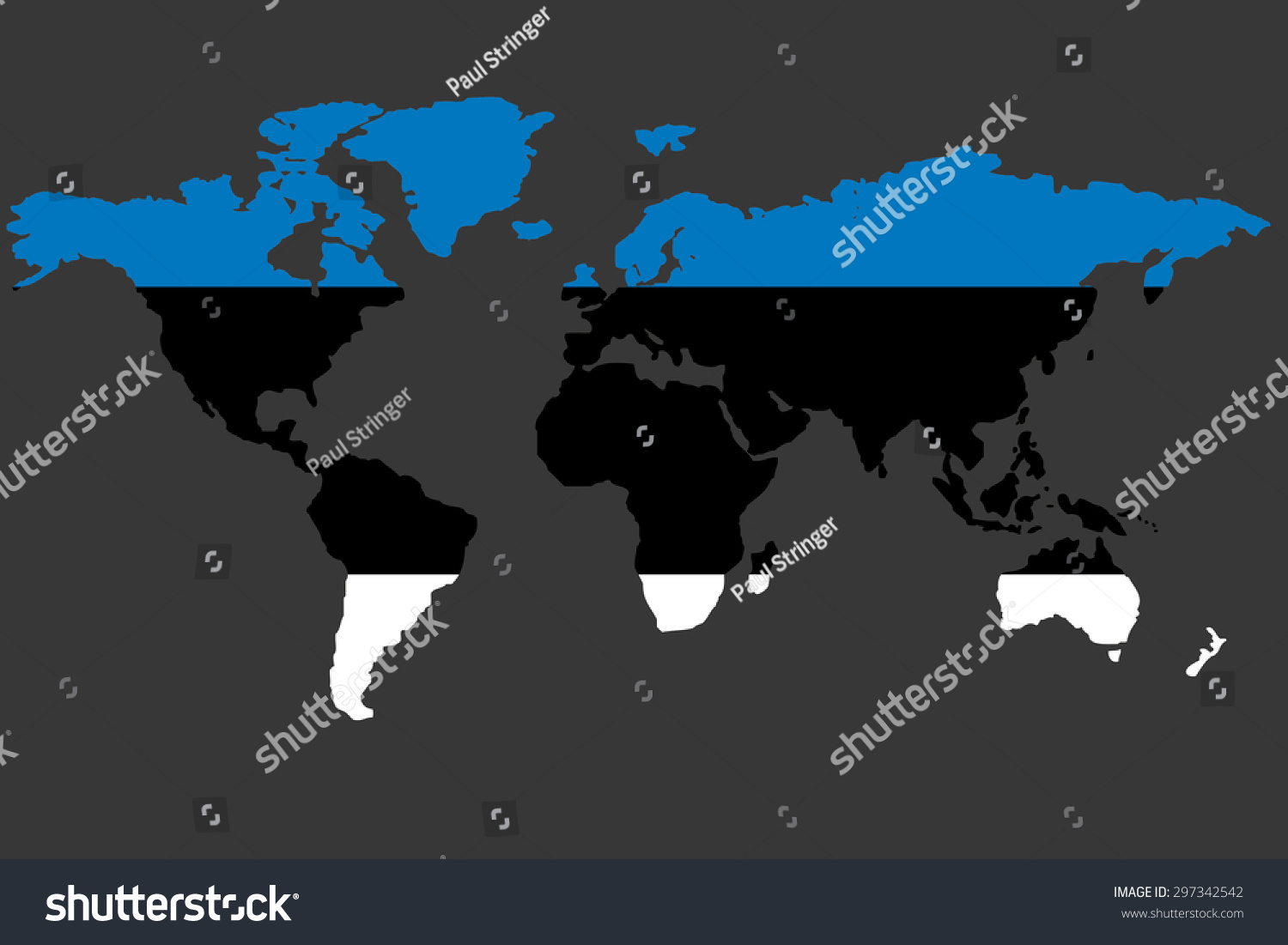 Illustrated Map World Flag Estonia Stock Vector Royalty Free   Stock Vector An Illustrated Map Of The World With The Flag Of Estonia 297342542 