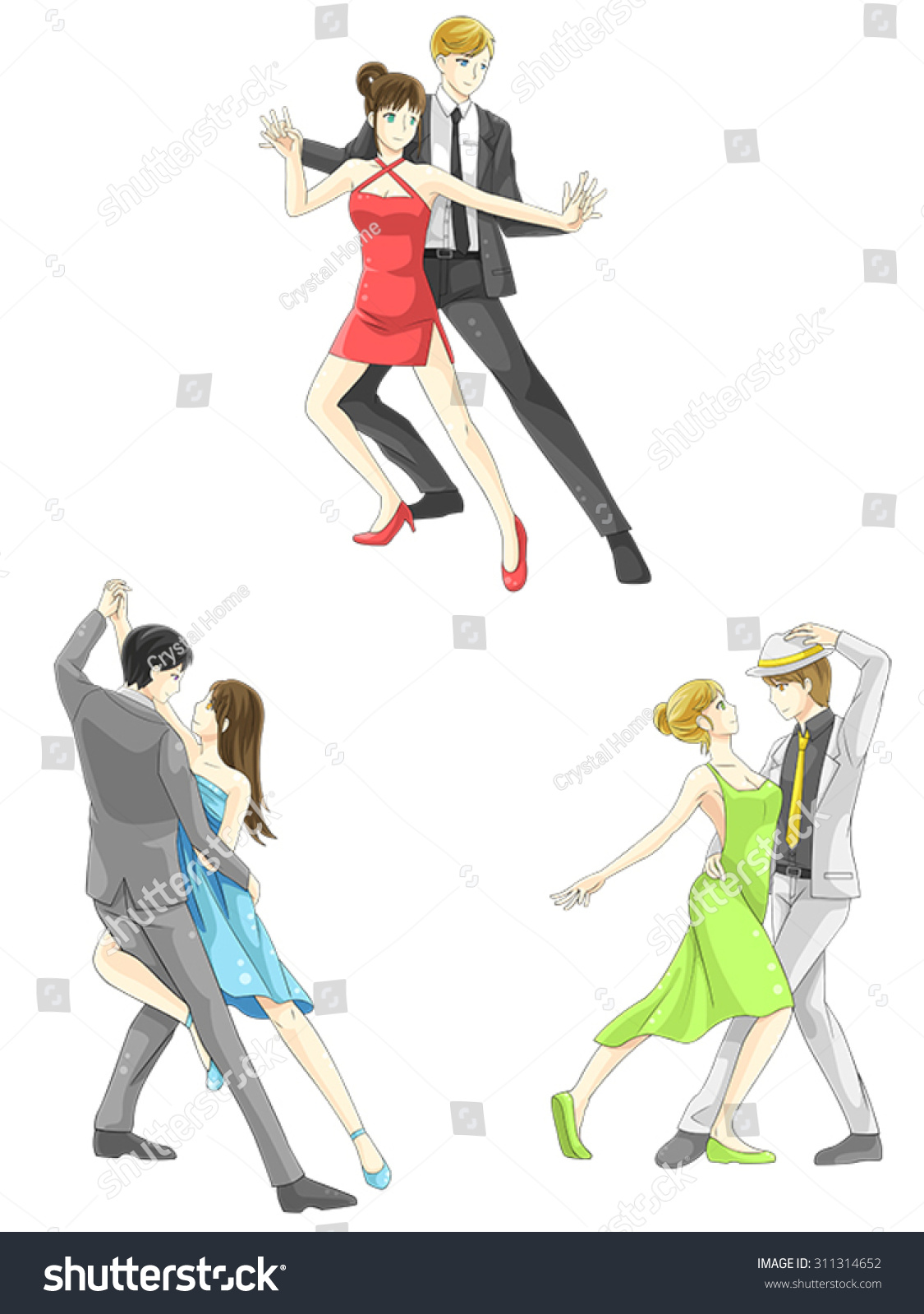 Illustration Cartoon Characters Icon Set Dancing Stock Vector 311314652 ...