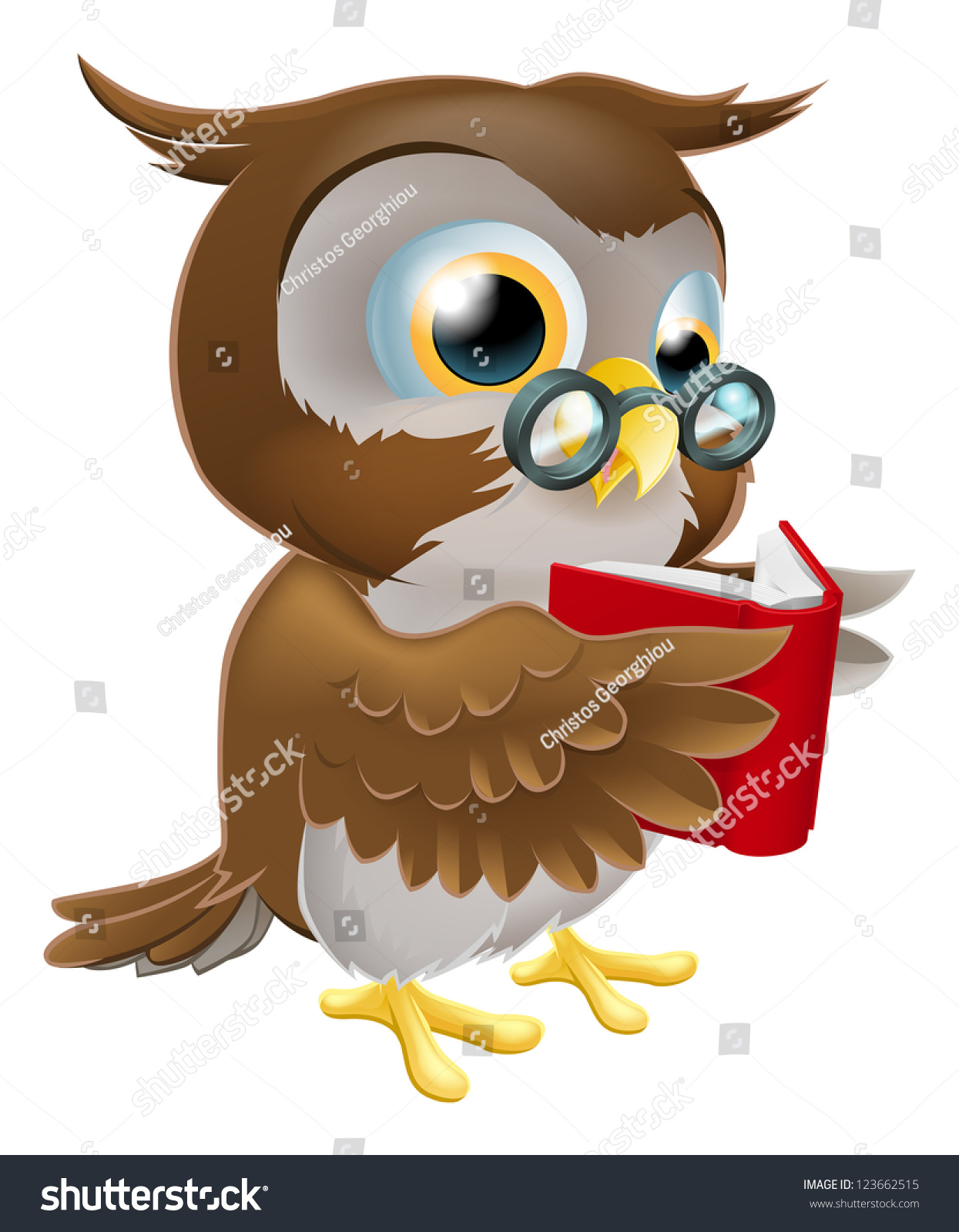 Illustration Cute Wise Cartoon Owl Character Stock Vector (Royalty Free ...