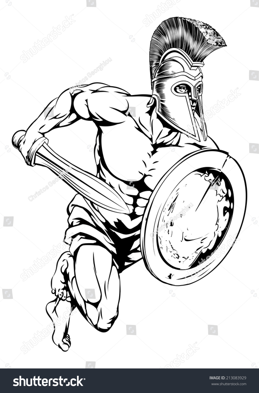 An Illustration Of A Gladiator Warrior Character Or Sports Mascot In A ...