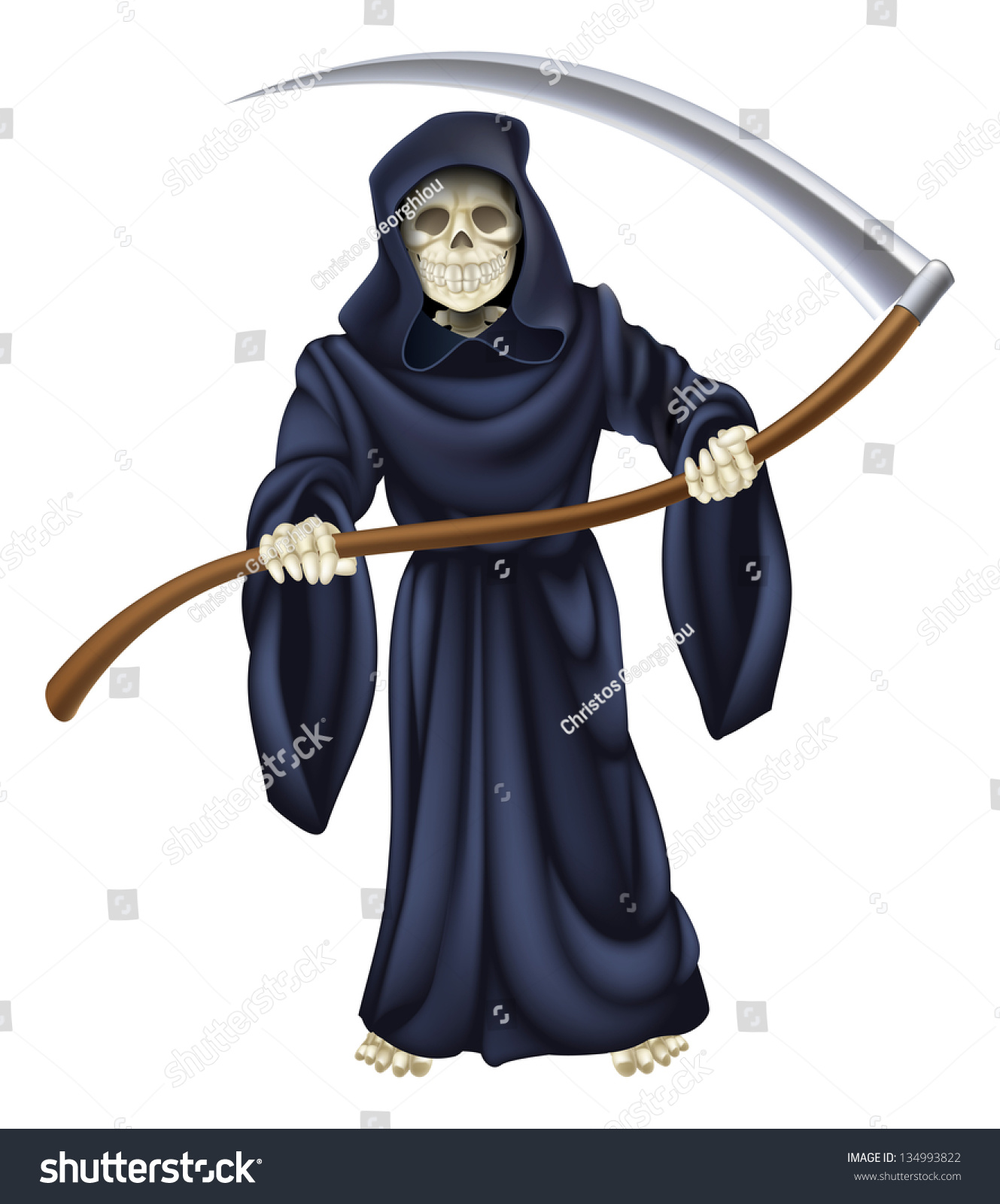 An Illustration Of A Grim Reaper Death Character Holding A Scythe ...