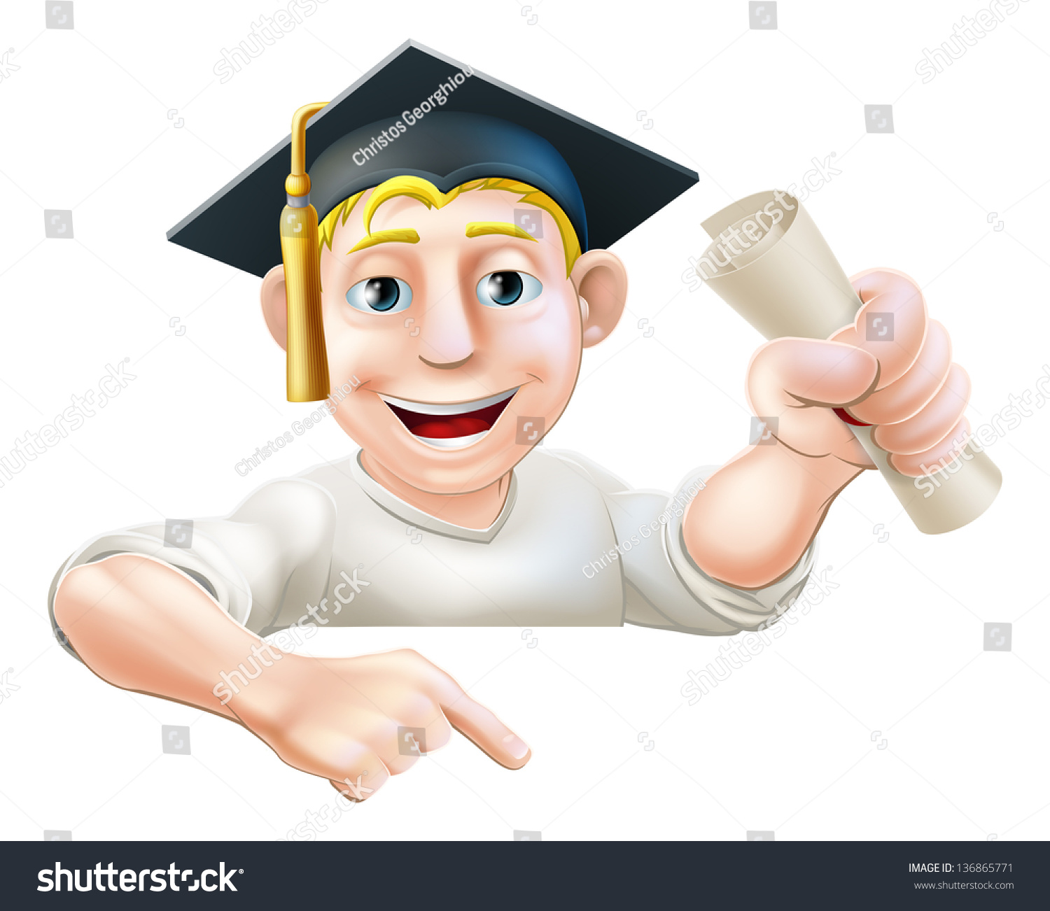 Illustration Man Graduate Mortar Board Hat Stock Vector (Royalty Free ...