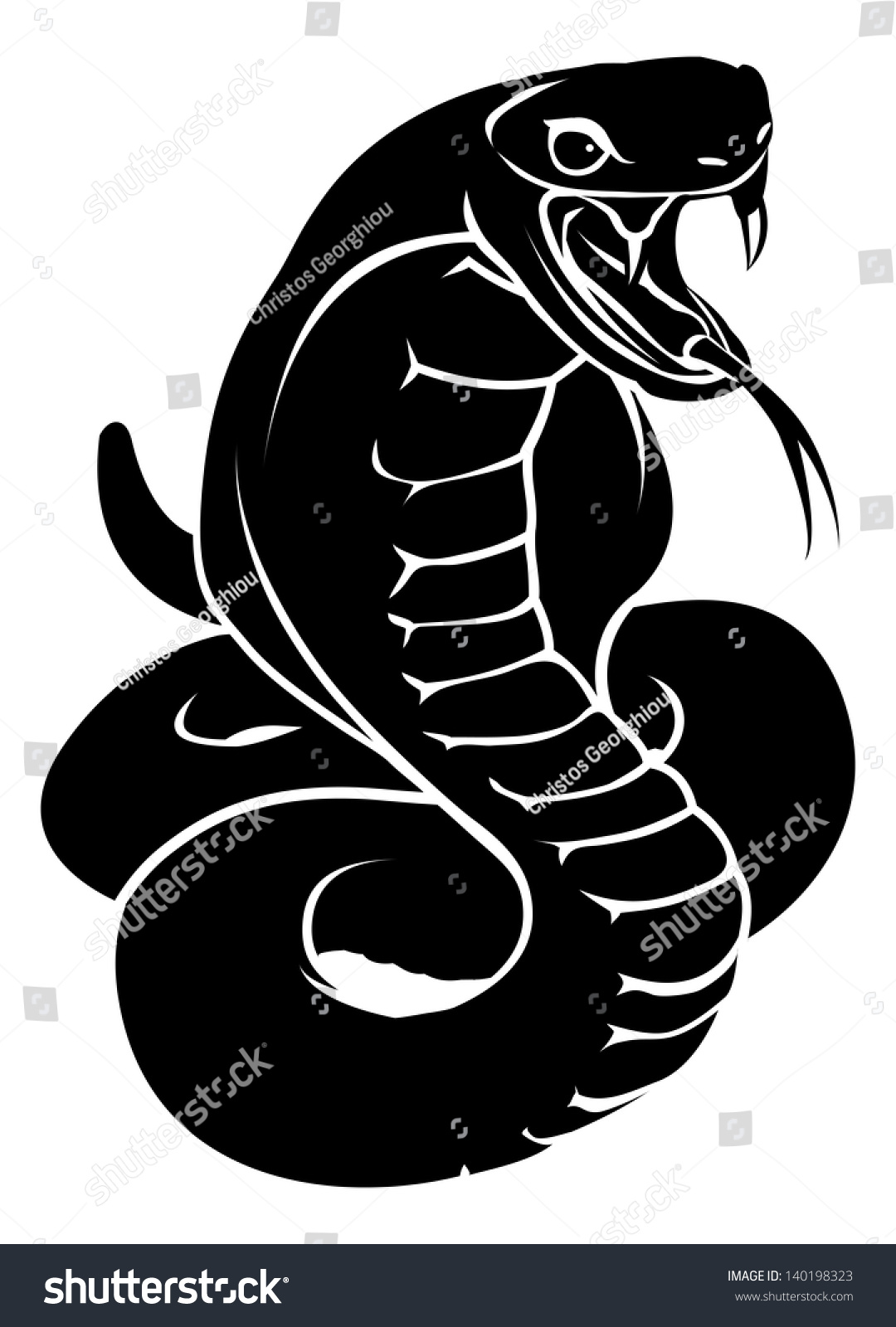 Illustration Stylised Snake Cobra Perhaps Snake Stock Vector (Royalty ...