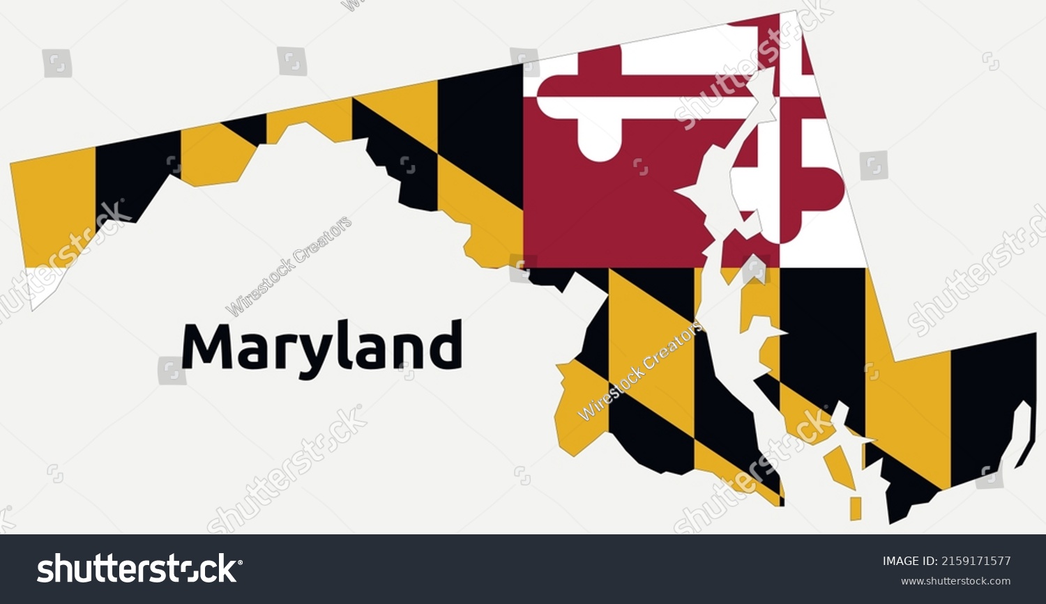 Illustration Outlined Map Flag State Maryland Stock Vector (Royalty ...