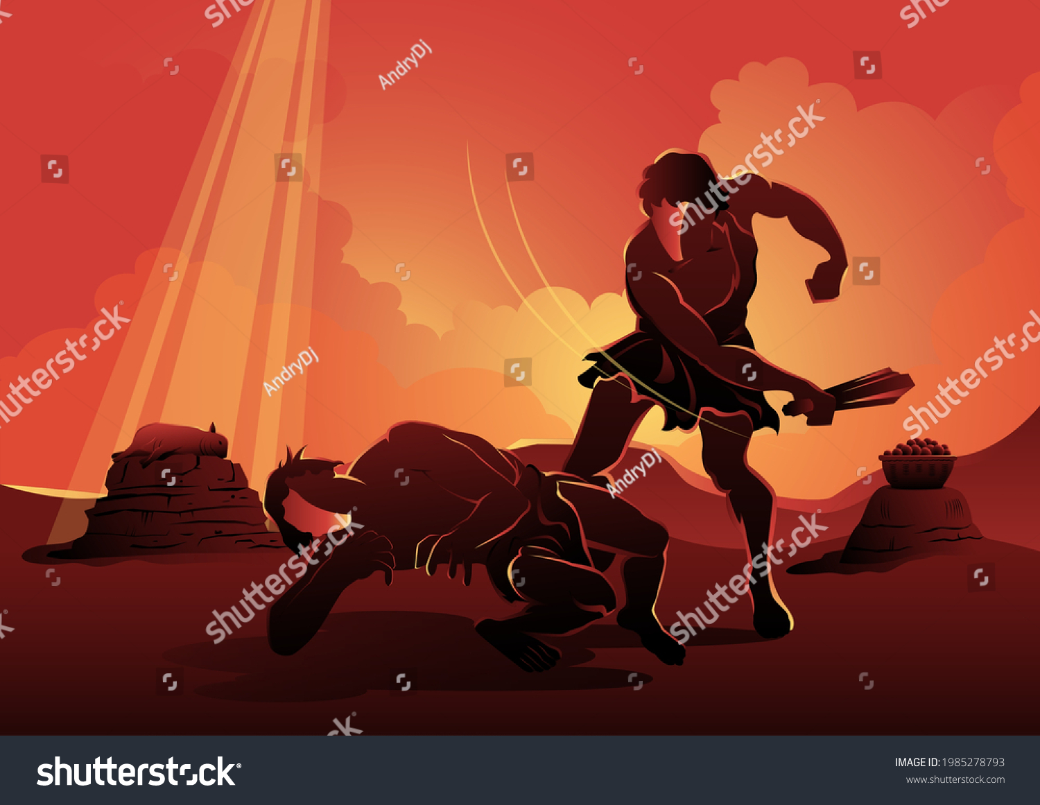 Illustration Cain Abel Cain Murdered Abel Stock Vector (Royalty Free ...