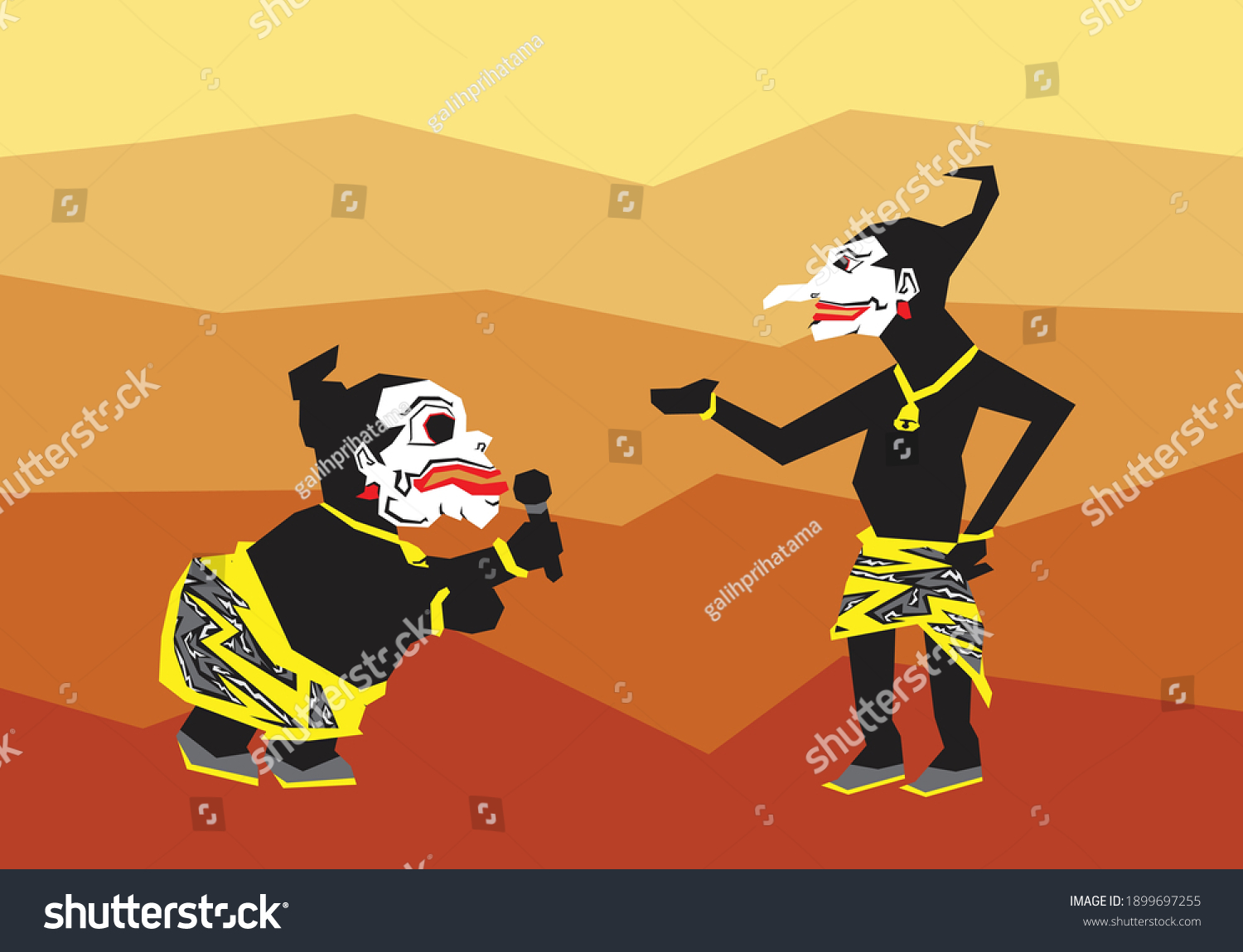 SVG of An illustration of member from Punakawan, Bagong and Petruk talking to each other. Punakawan figures is very well known in the world of Wayang, one of Indonesia's unique traditions. svg