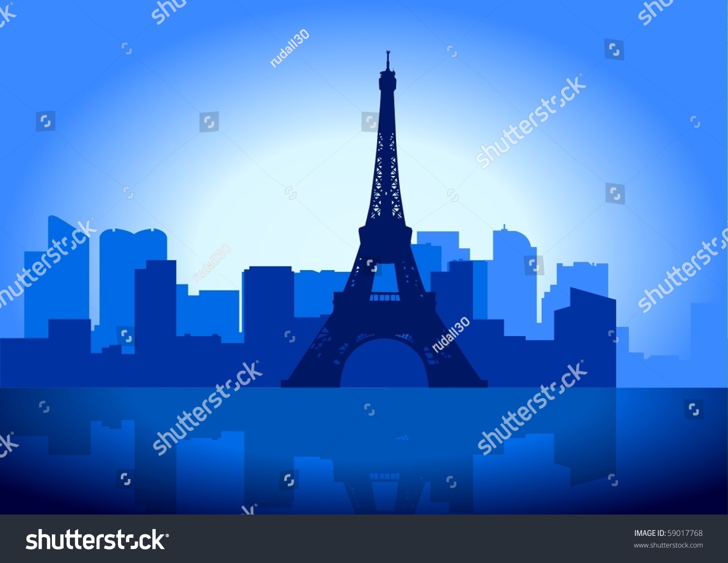 Illustration Paris Skyline Stock Vector 59017768 - Shutterstock