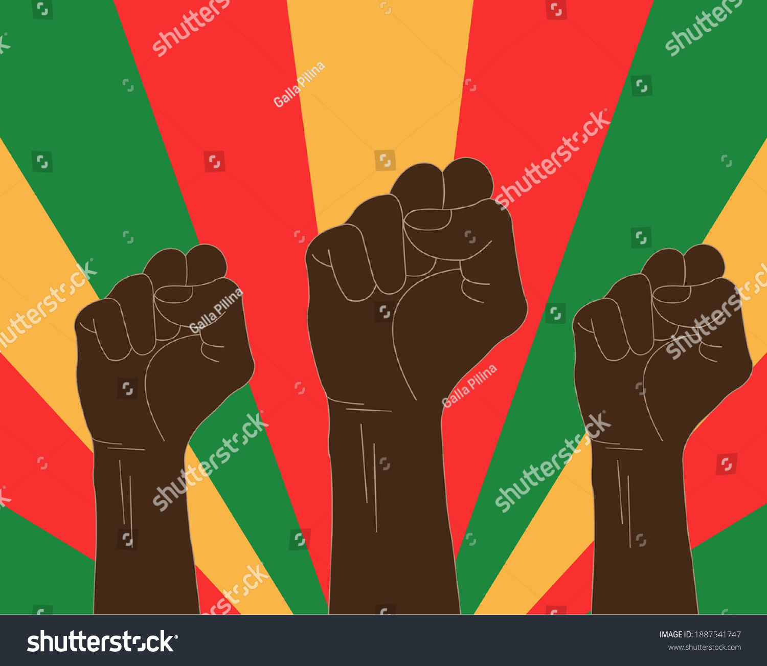 Illustration Three Raised Black Fists Black Stock Vector (Royalty Free ...