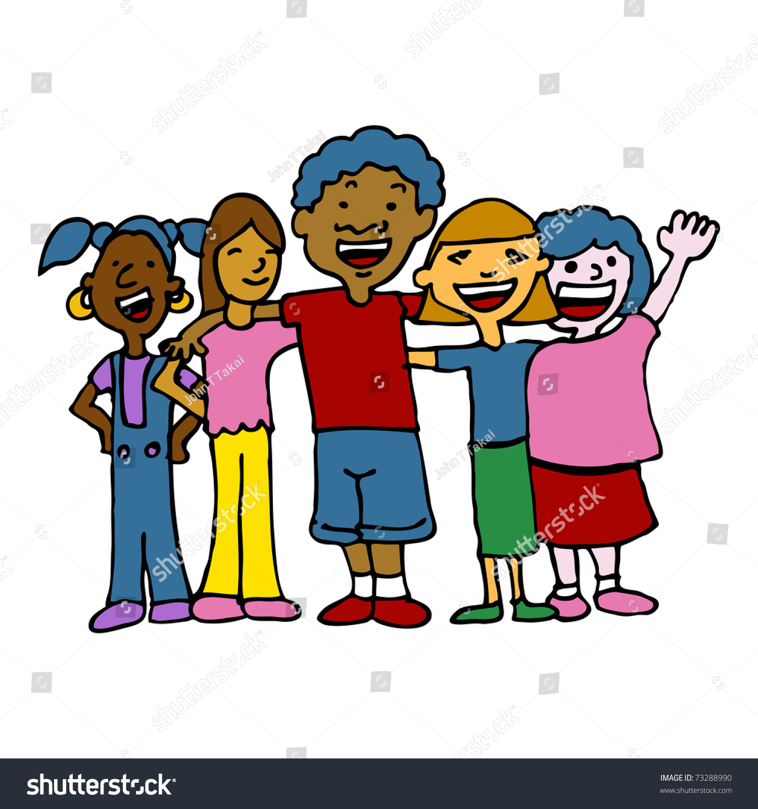 Image Children Different Races Hugging Standing Stock Vector 73288990 ...