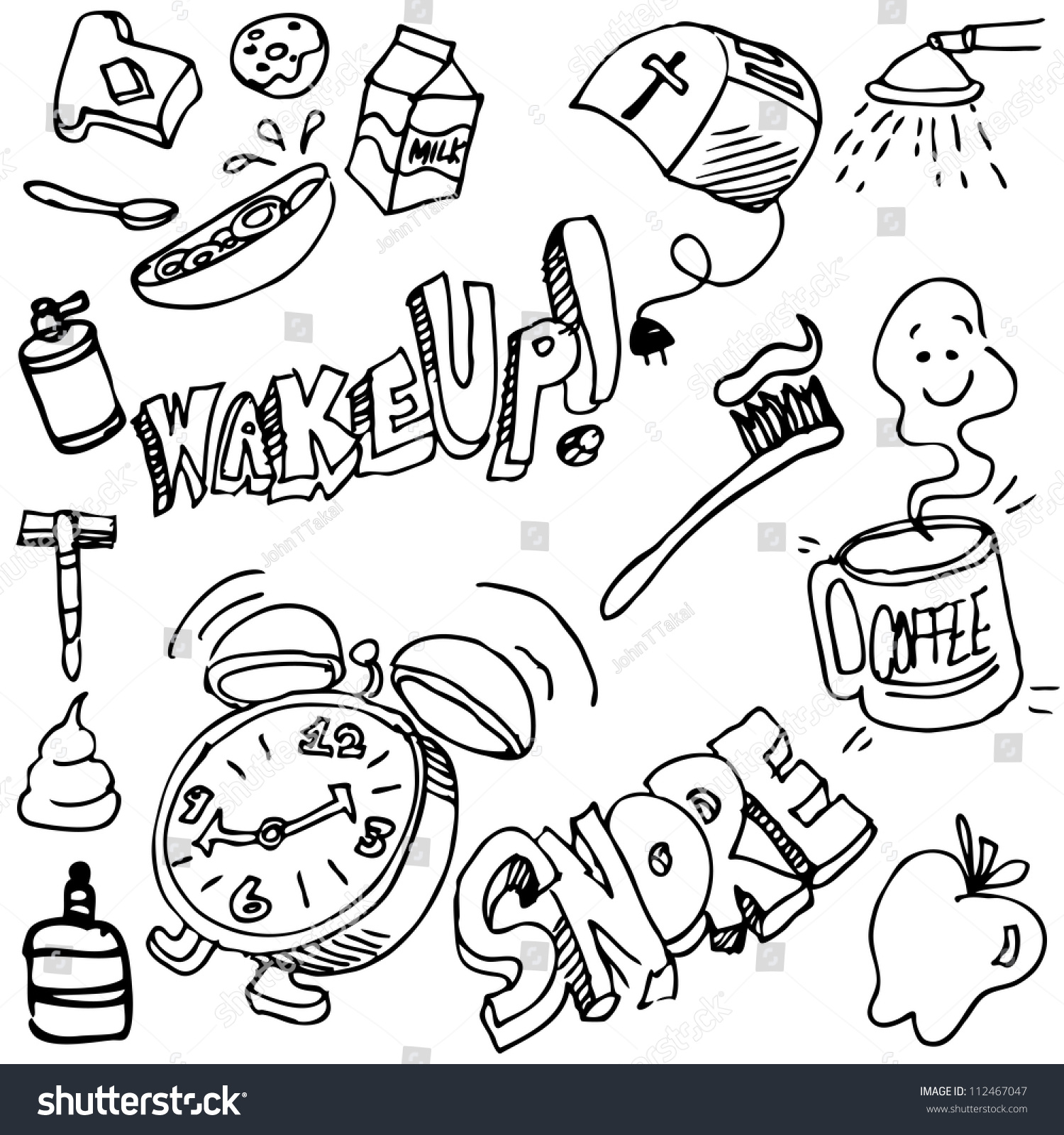 Image Good Morning Drawing Set Stock Vector 112467047 Shutterstock