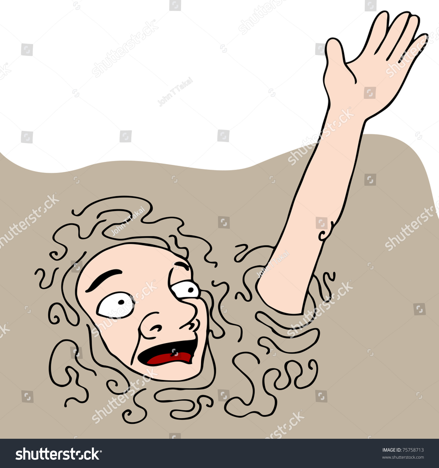 An Image Of A Man Sinking Into Quicksand. Stock Vector Illustration ...