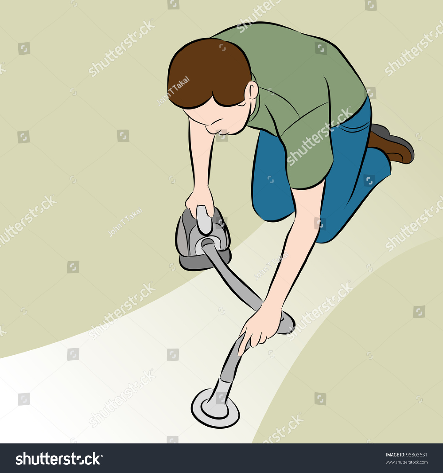 An Image Of A Man Using A Handheld Vacuum Cleaner. Stock Vector ...