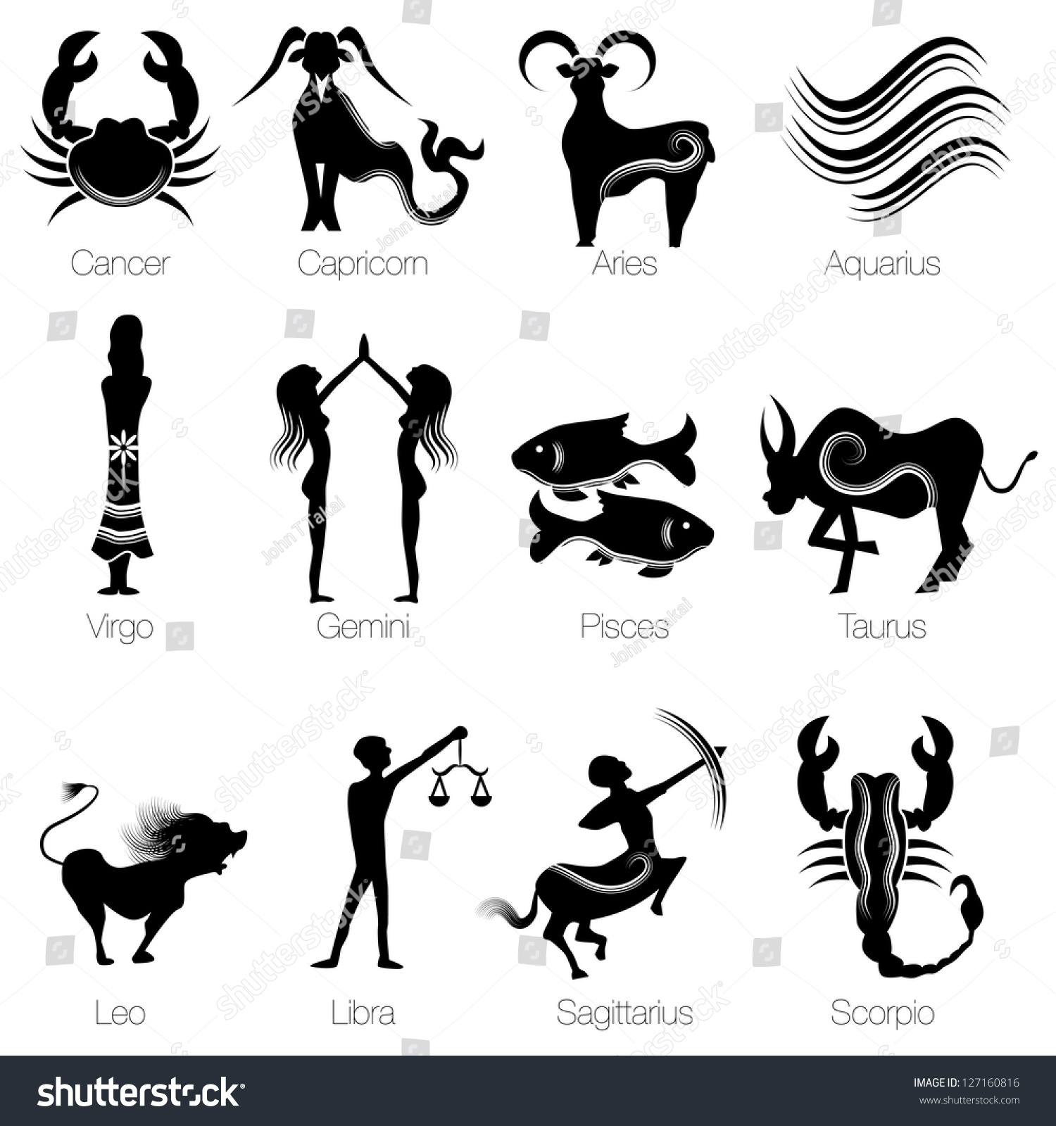 Image Zodiac Sign Set Stock Vector 127160816 - Shutterstock