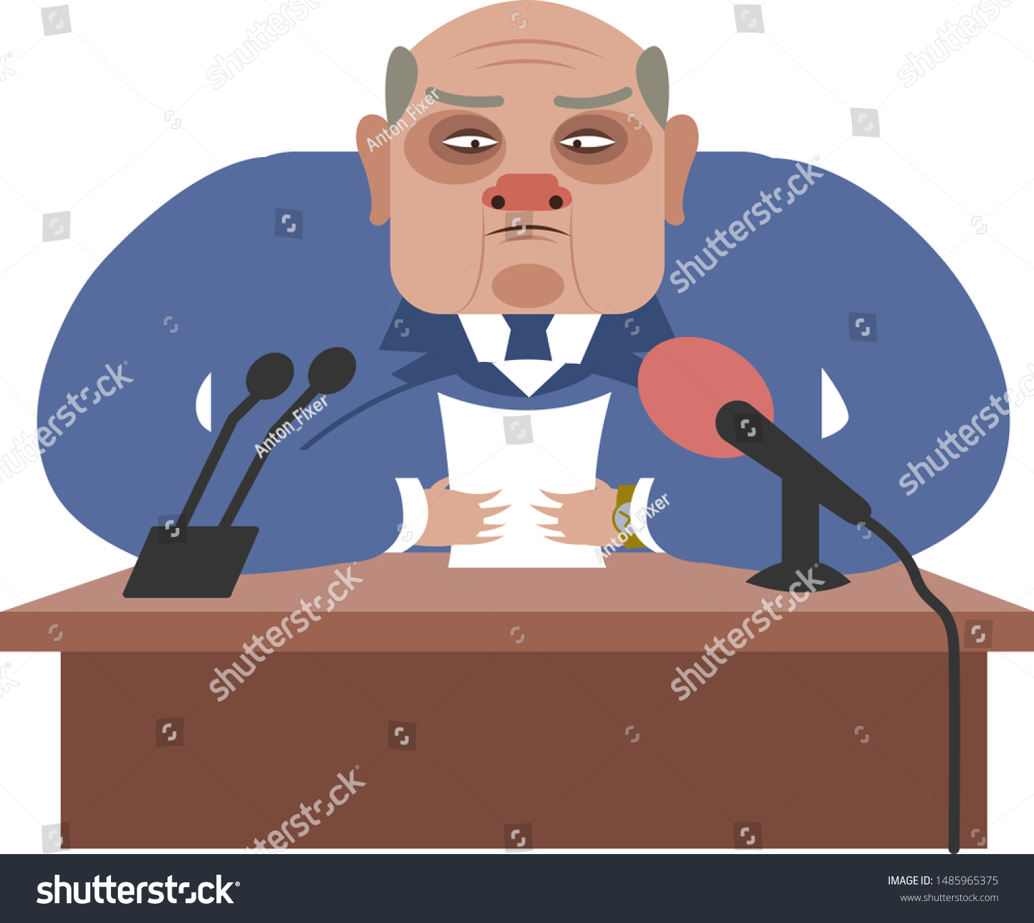 Old Fat Government Official Strict Suit Stock Vector Royalty Free