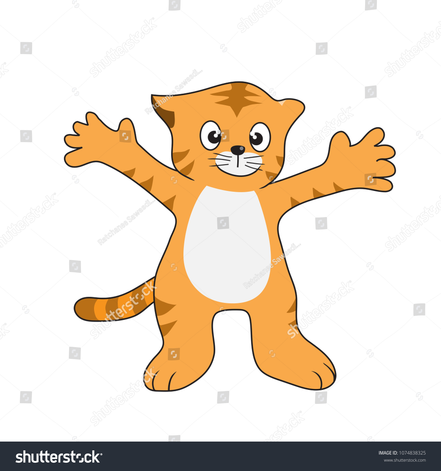 Orange Tiger Cartoon Vector Stock Vector (Royalty Free) 1074838325