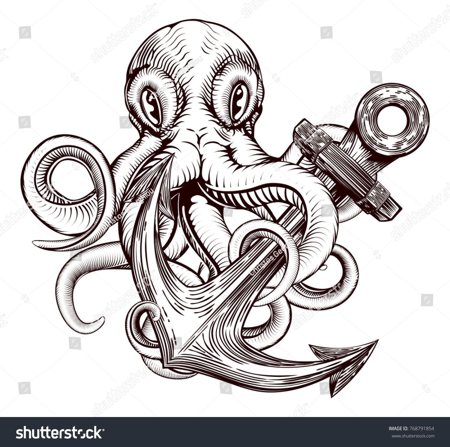 385 Vintage octopus navy Images, Stock Photos & Vectors | Shutterstock