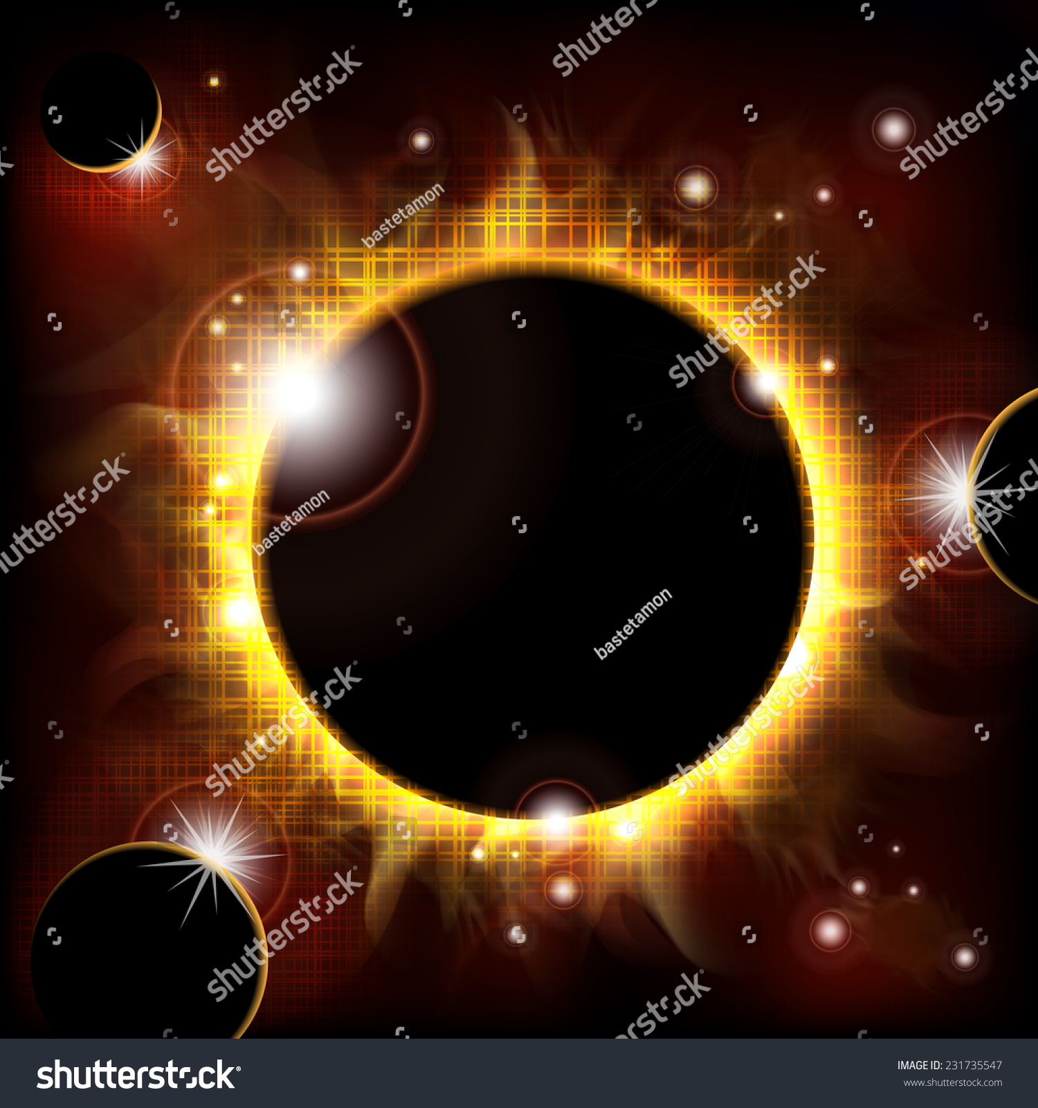 Outer Space Background Eclipse Planets Stars Stock Vector (Royalty Free ...