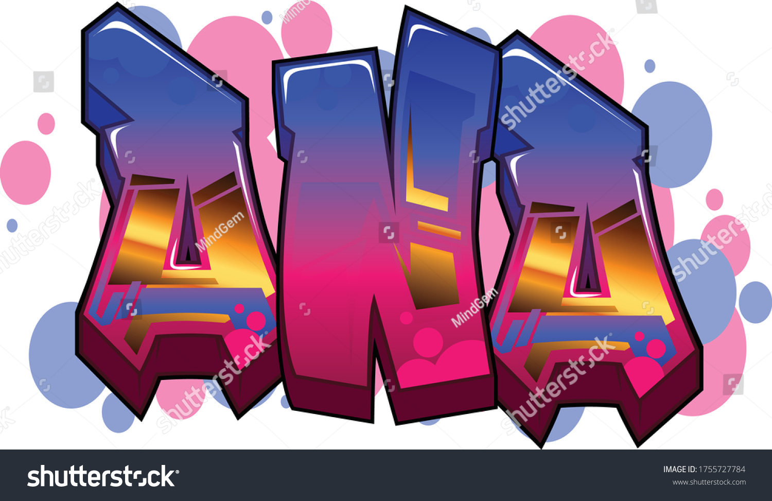 ana-name-text-graffiti-word-design-stock-vector-royalty-free