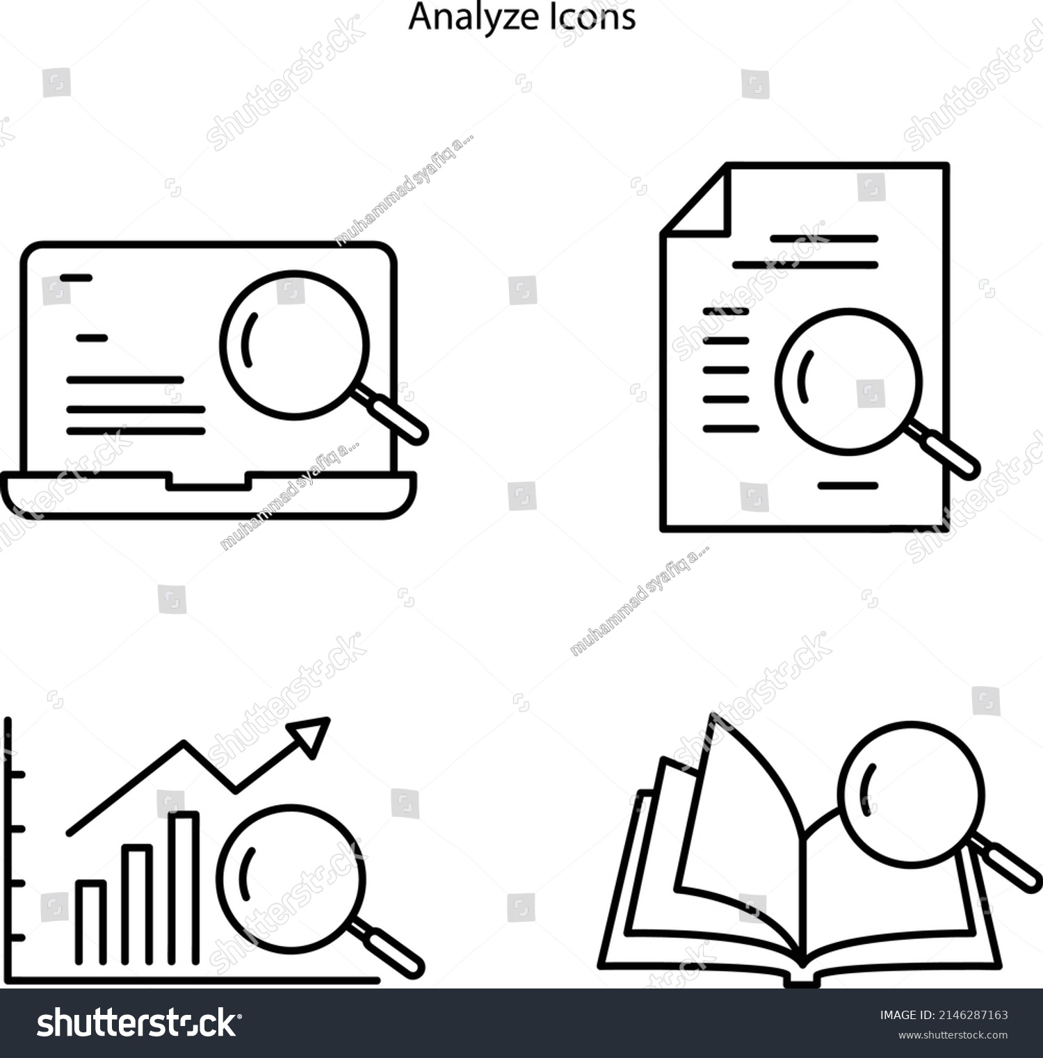 Analyze Infographic Collection Icons Set Isolated Stock Vector (Royalty ...