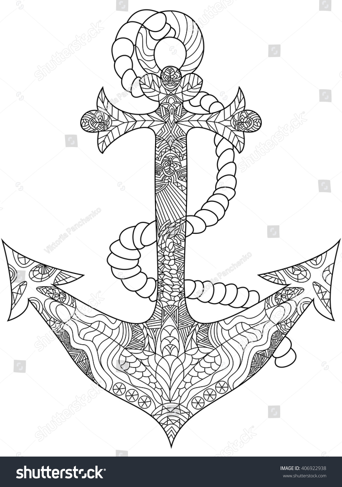 Download Anchor Coloring Book Adults Vector Illustration Stock Vector 406922938 - Shutterstock