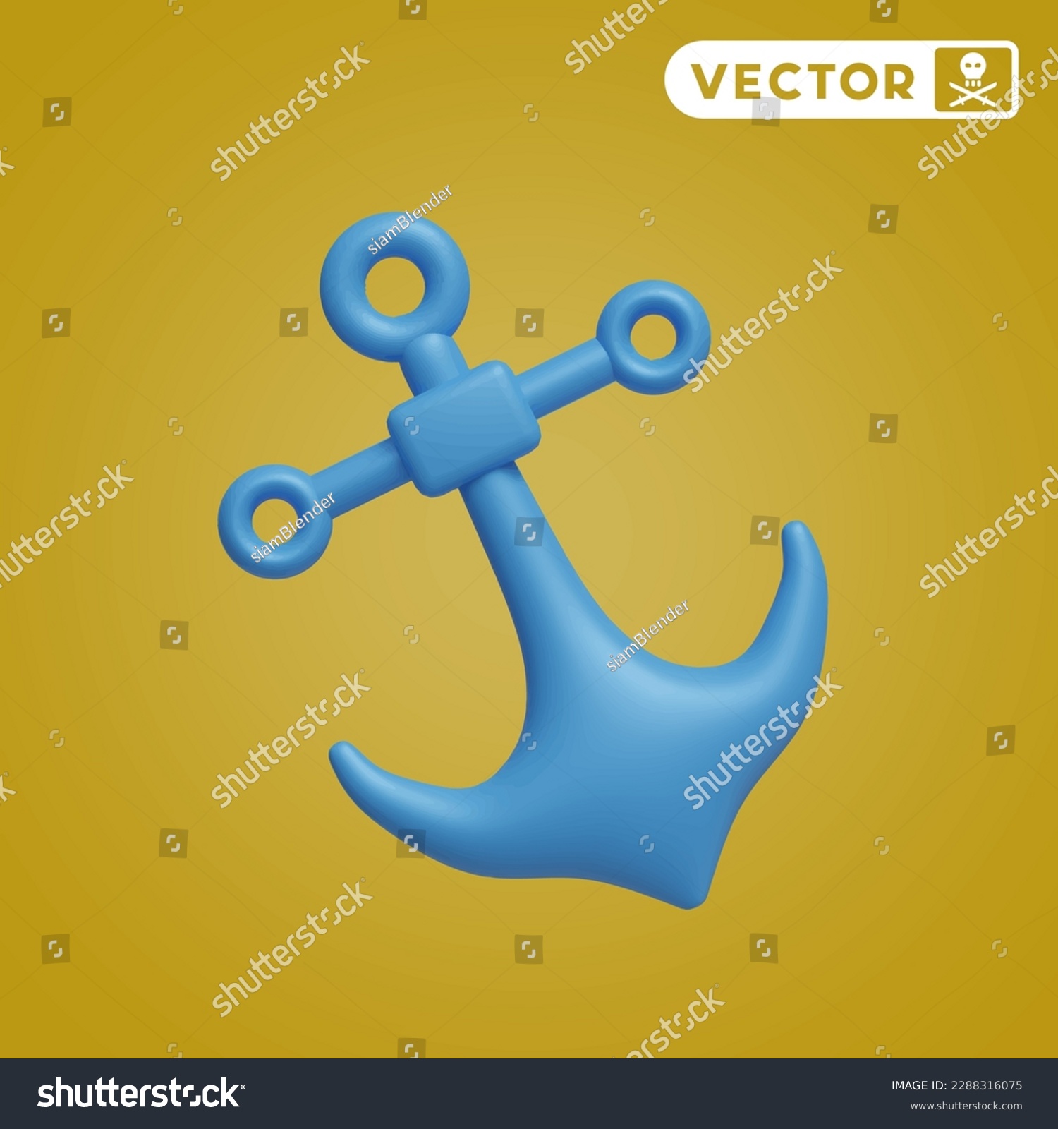 SVG of anchor 3D vector icon set, on a dark orange background svg