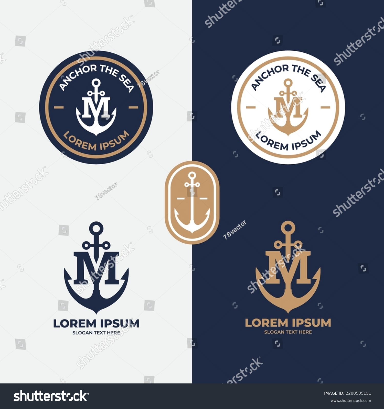 SVG of Anchor logo concept, marine retro emblems with anchor, Anchor icon, Line anchor shield luxury logotype svg