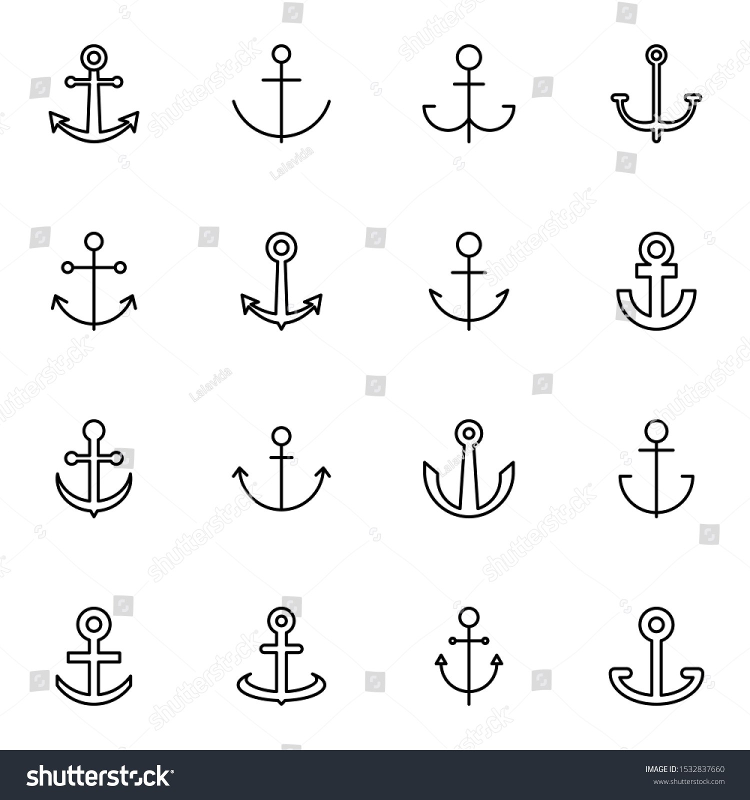 SVG of Anchor, maritime outline icon set. creative  harbour, port line icons sign vector illustration. svg