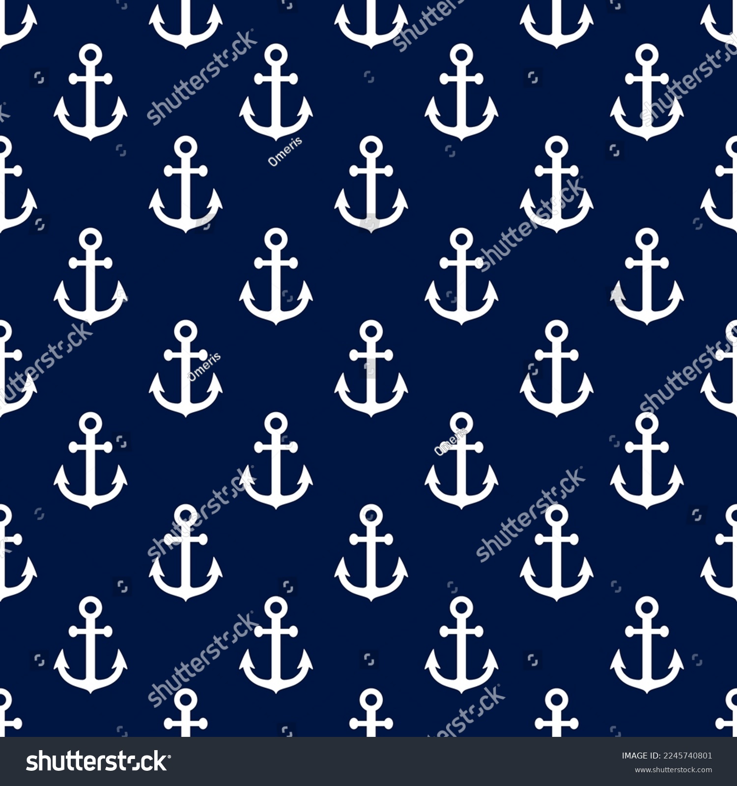 SVG of Anchor seamless pattern. Anchors texture. Repeating symbol boat or ship patern on blue background. Repeated nautical design for prints. Repeat maritime motif. Sailing backdrop. Vector illustration svg