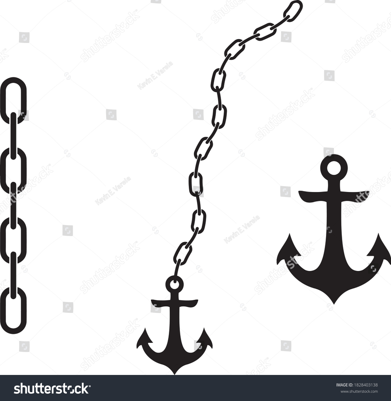 SVG of Anchor with chains and isolated object for patterns svg