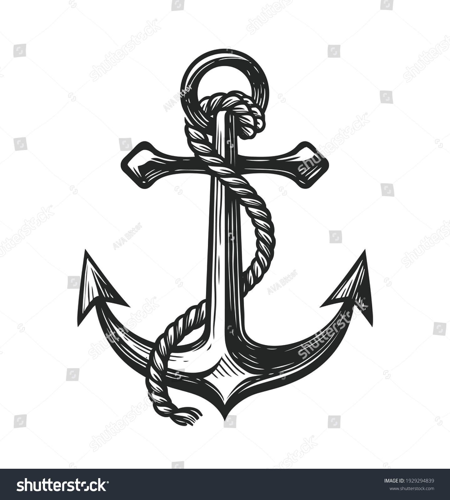 SVG of Anchor with rope symbol. Nautical concept sketch vector illustration svg