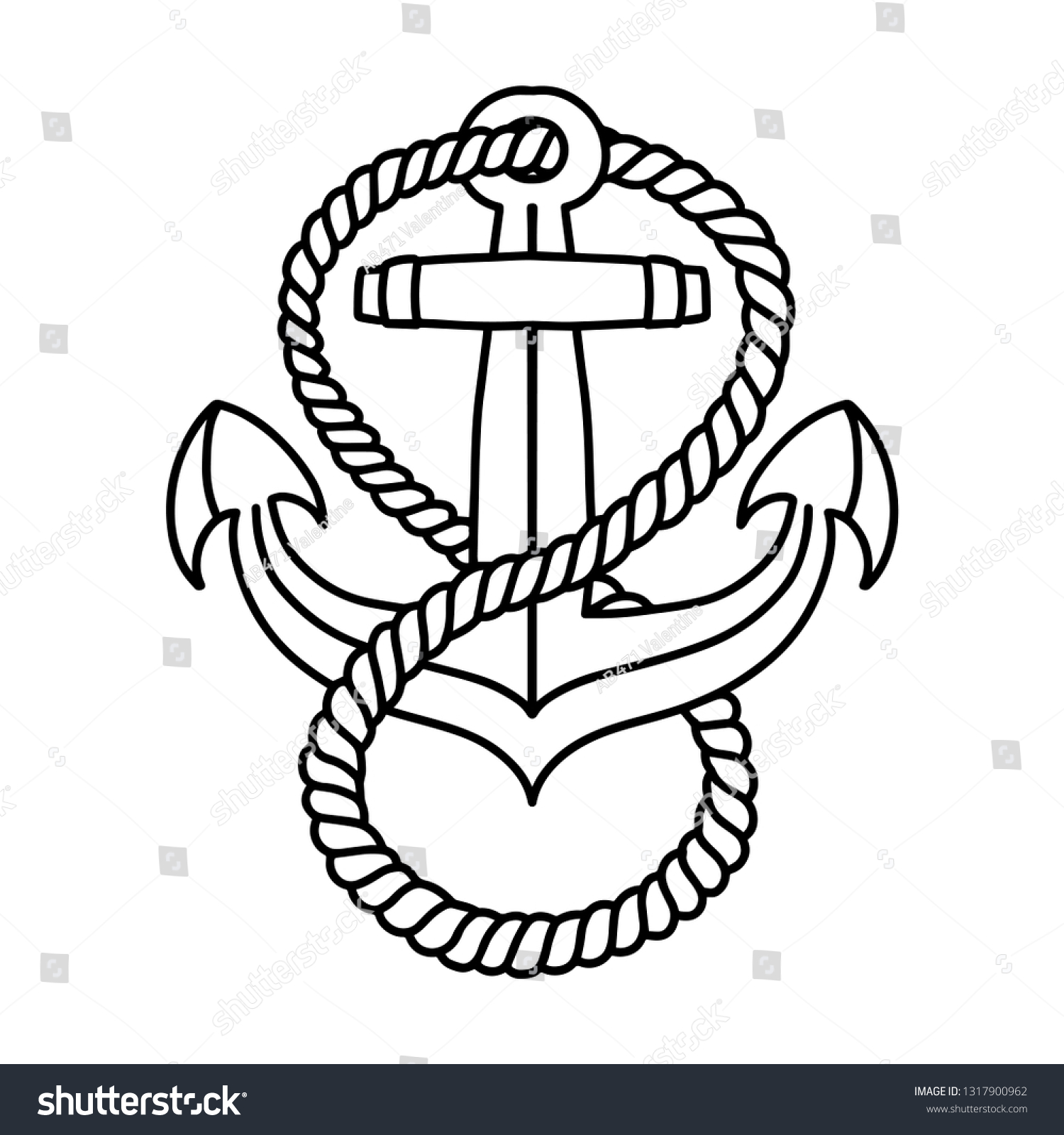 Anchors Rope Tattoo Stock Vector (Royalty Free) 1317900962