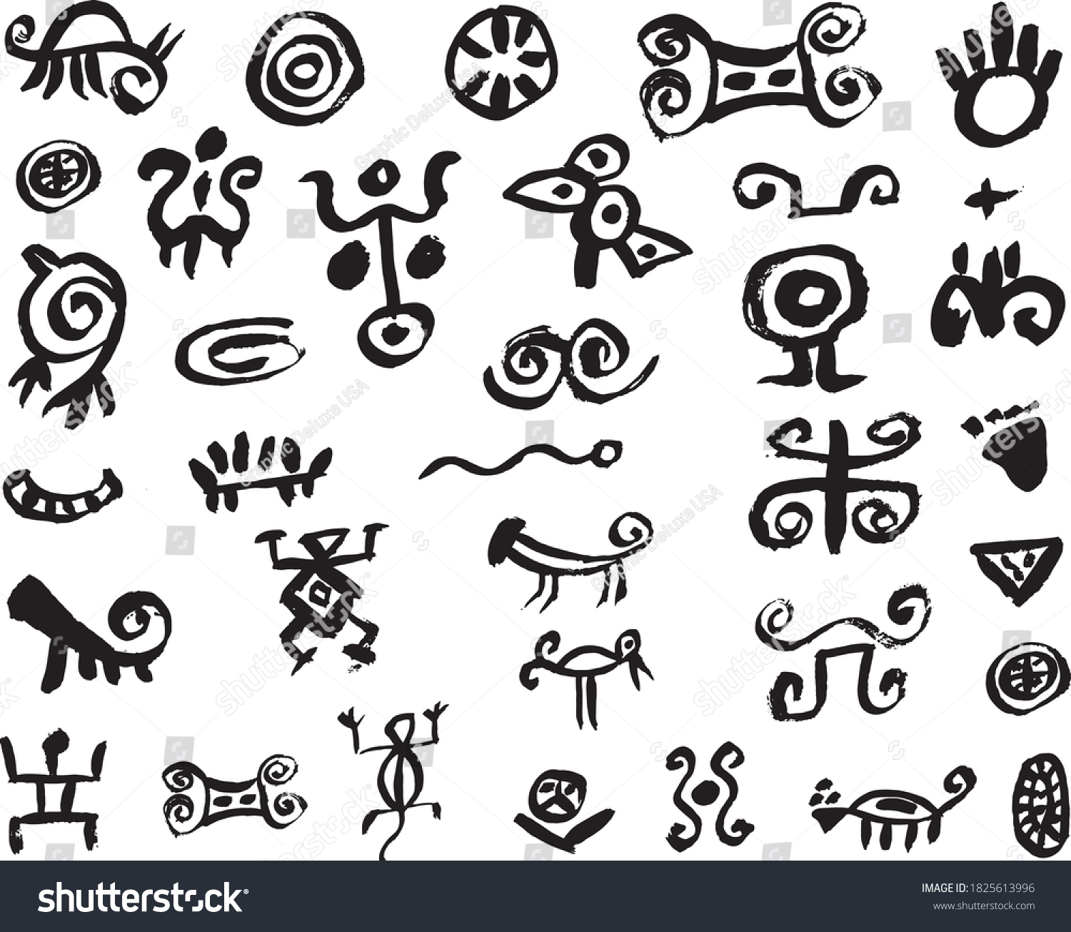 Ancient Abstract Hand Drawn Cave Symbol Stock Vector (Royalty Free ...