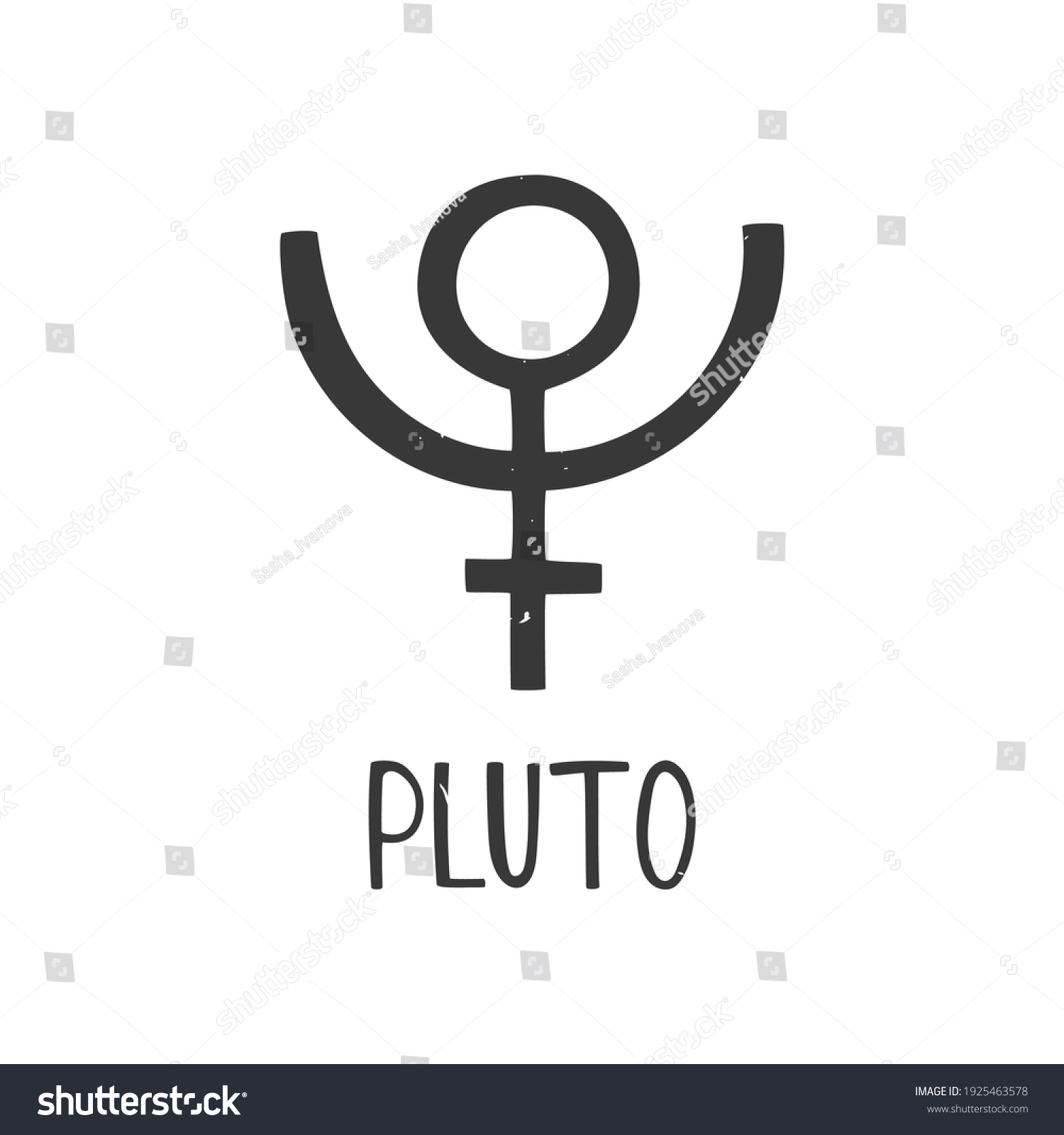 Ancient Astrological Symbol Pluto Minimalistic Caption Stock Vector ...