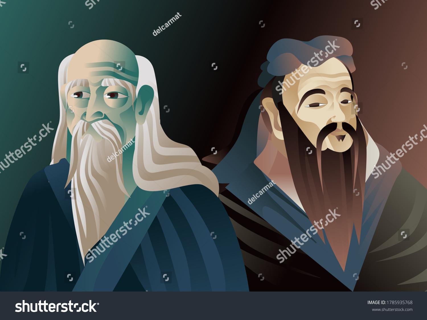 Ancient Chinese Old Wise Thinkers Stock Vector (Royalty Free ...