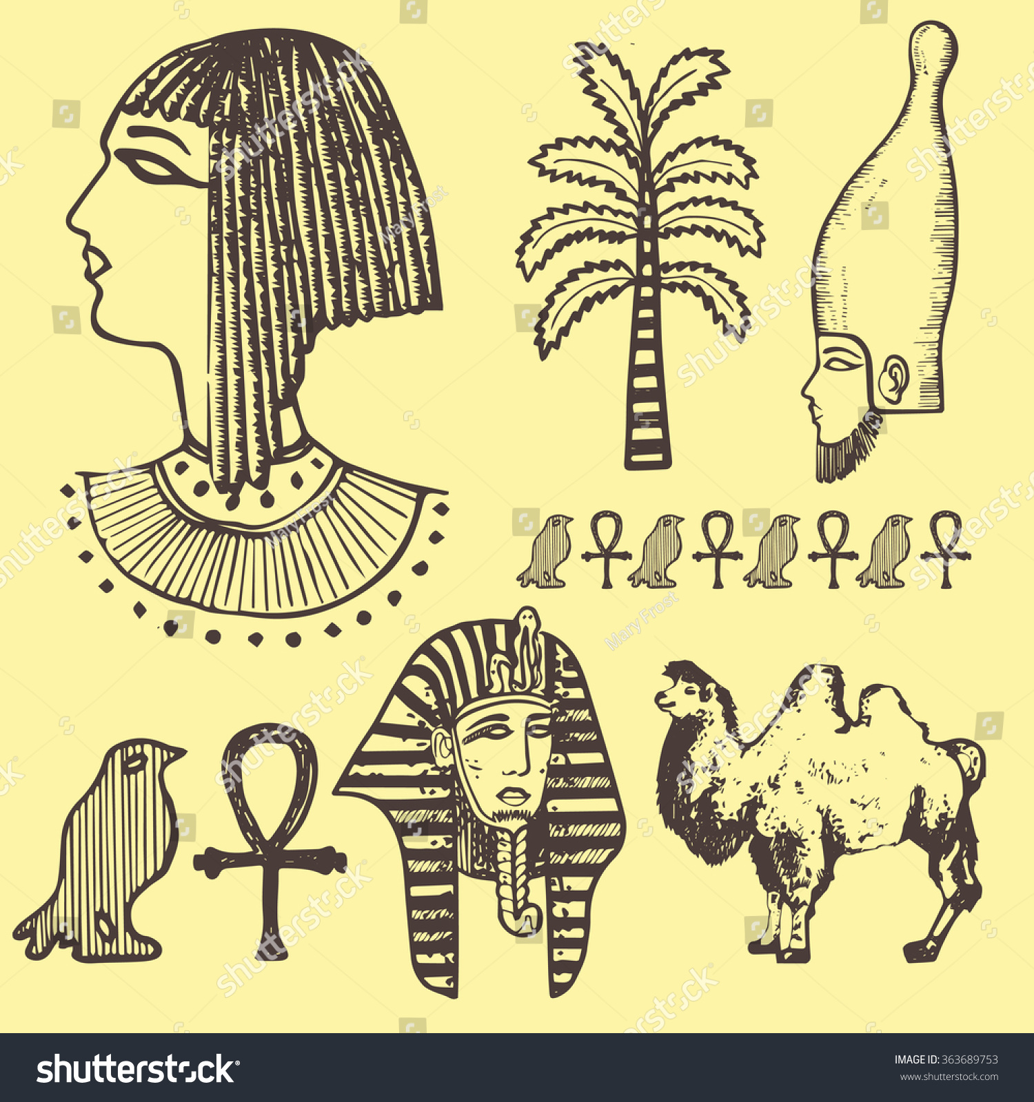 Ancient Egypt Doodle Set Stock Vector (Royalty Free) 363689753