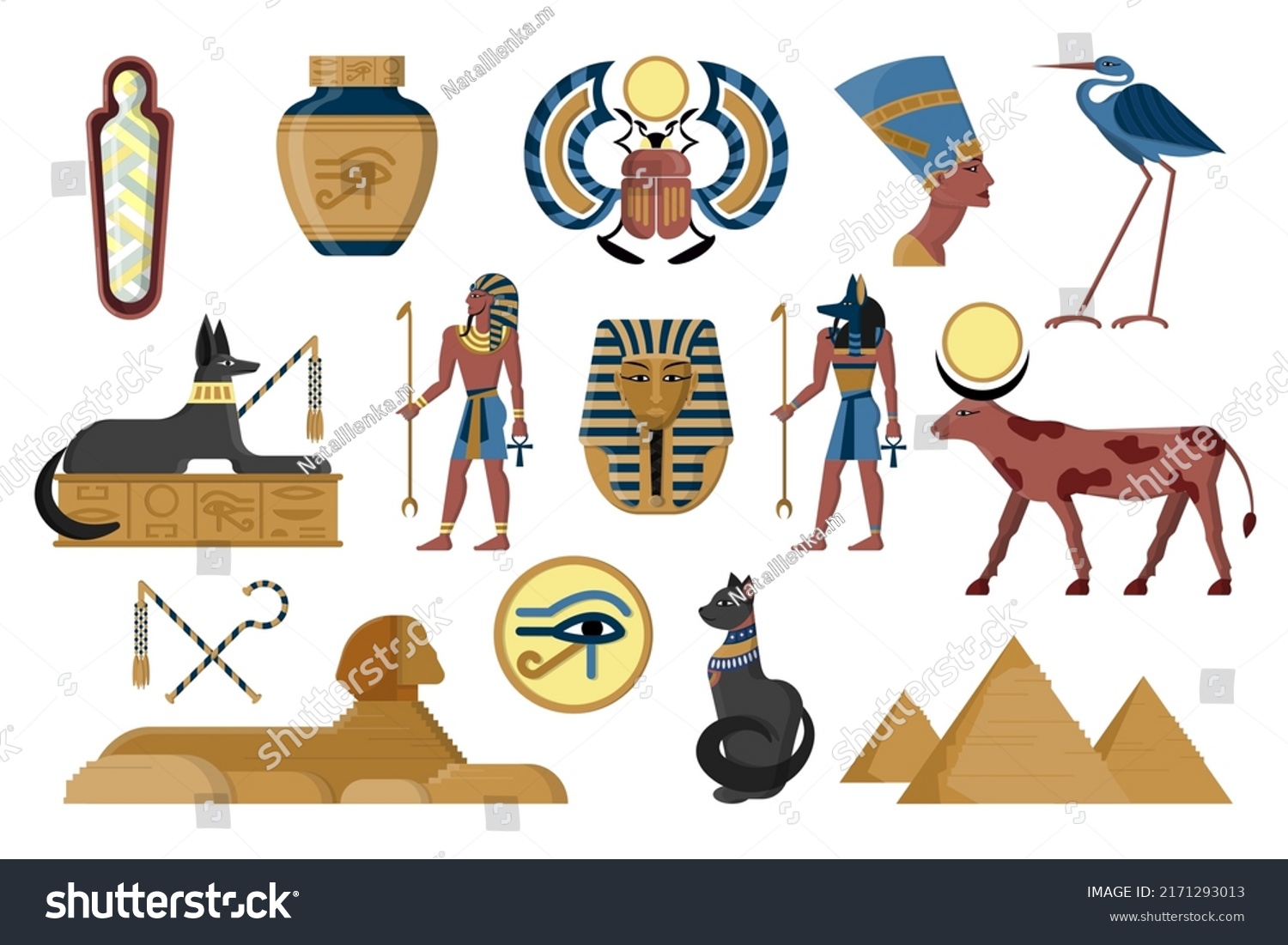 Ancient Egypt Egyptian Architecture Gods Cleopatra Stock Vector ...