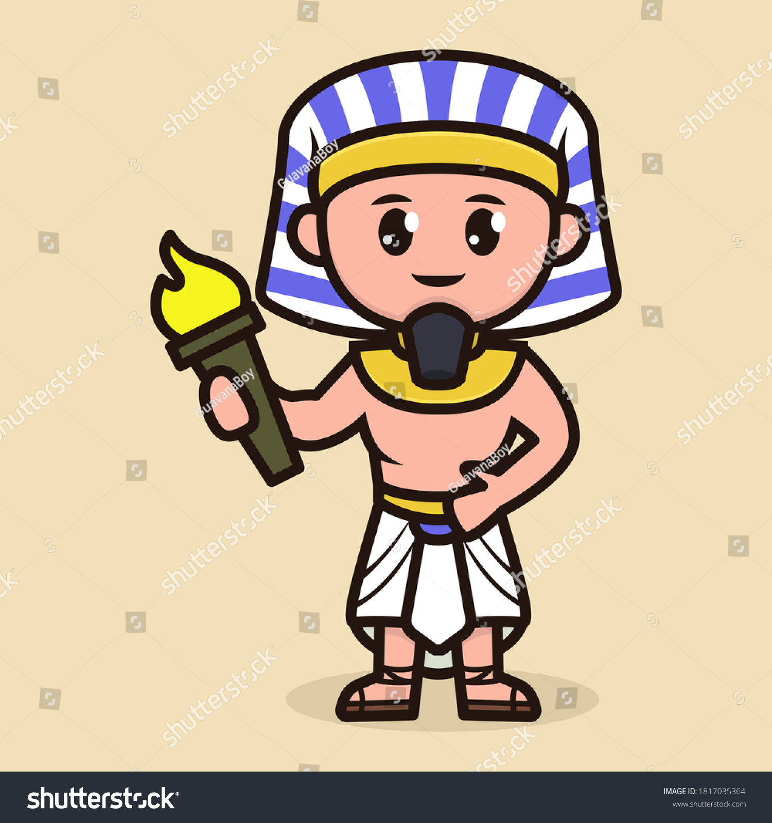 Vektor Stok Ancient Egyptian Man Pharaoh Priest Costume (Tanpa Royalti