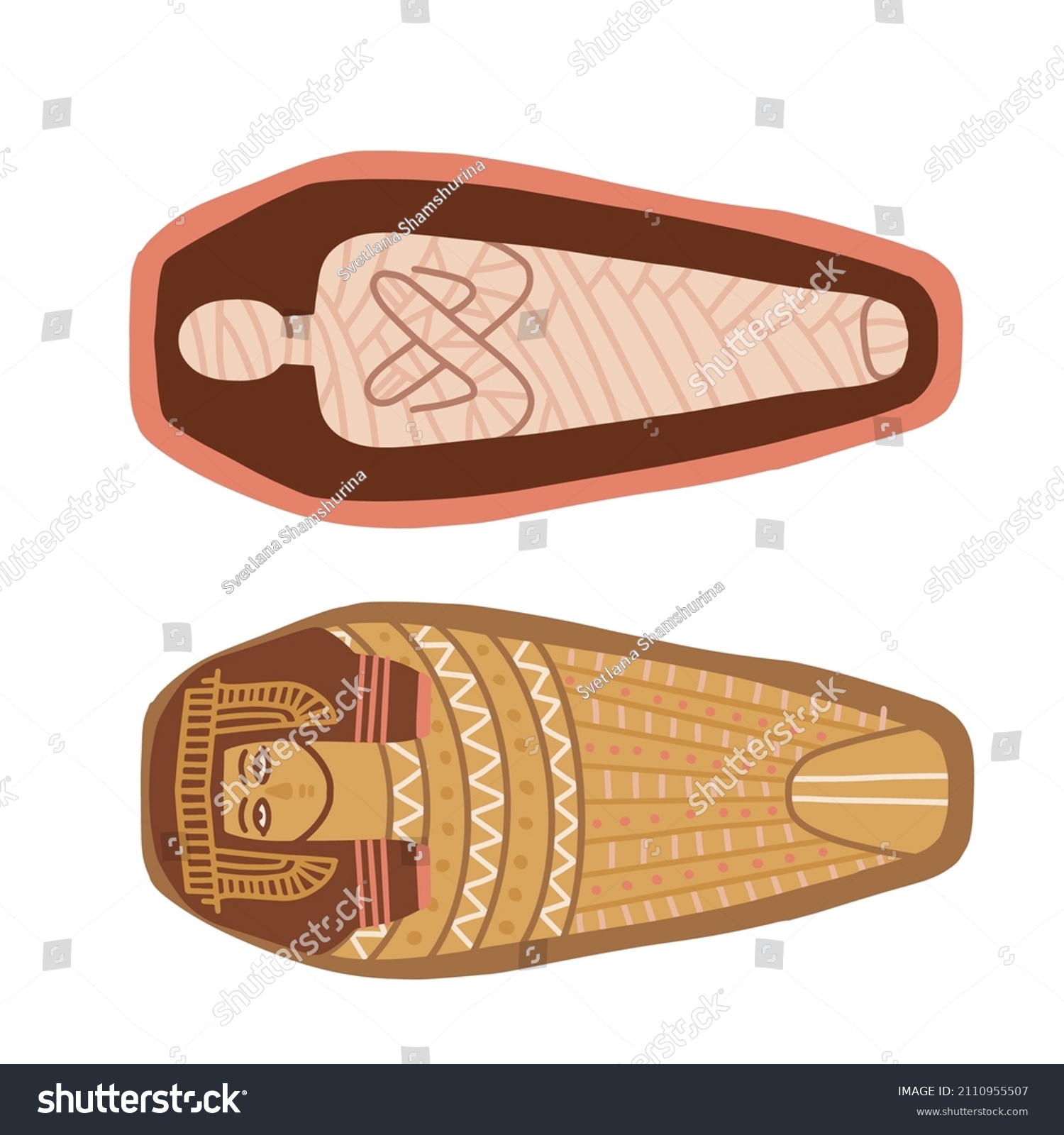 Ancient Egyptian Mummy Sarcophagus Dead Woman Stock Vector (Royalty ...