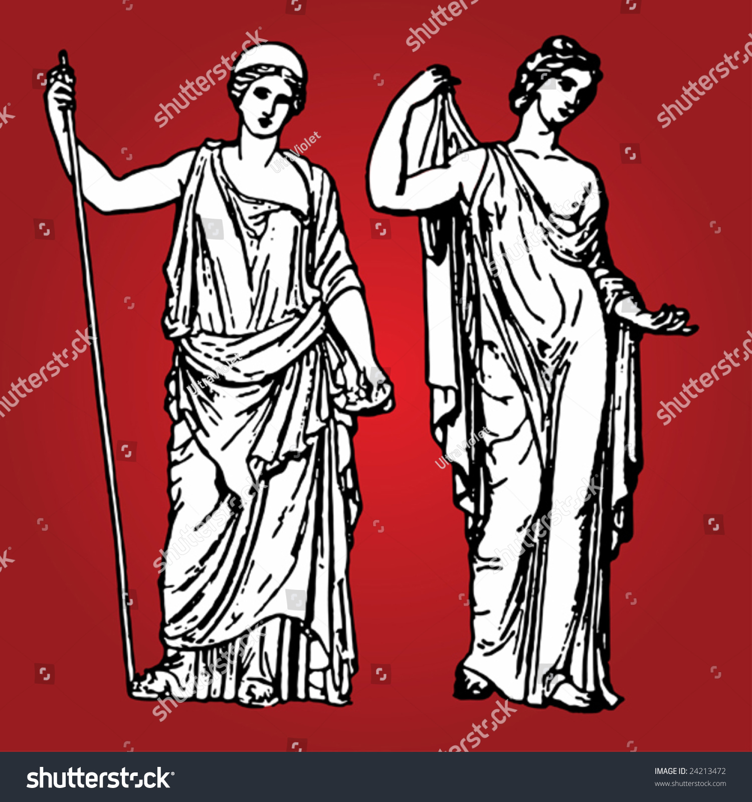 Ancient Goddesses Stock Vector Illustration 24213472 : Shutterstock