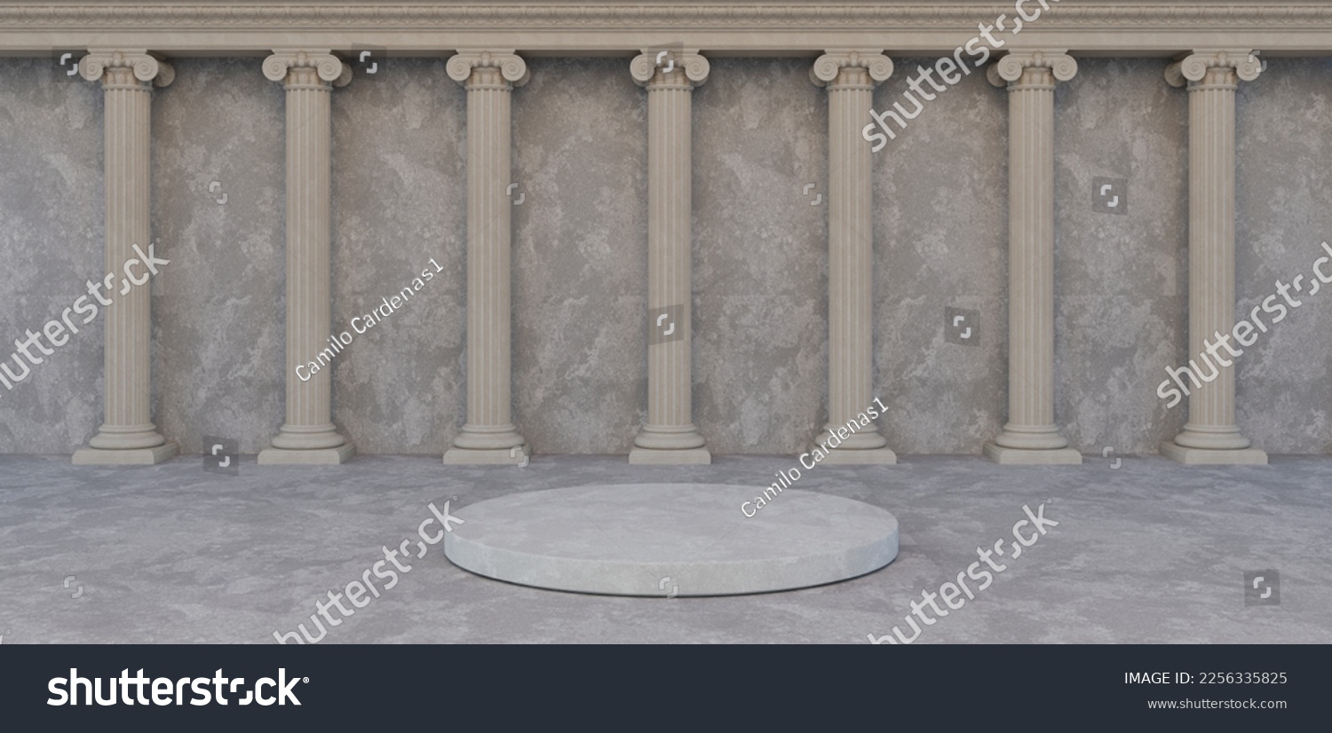 SVG of Ancient greek architecture with pillars. Vector realistic antique building with white marble wall and column with capital in jonic style. Background with roman temple svg