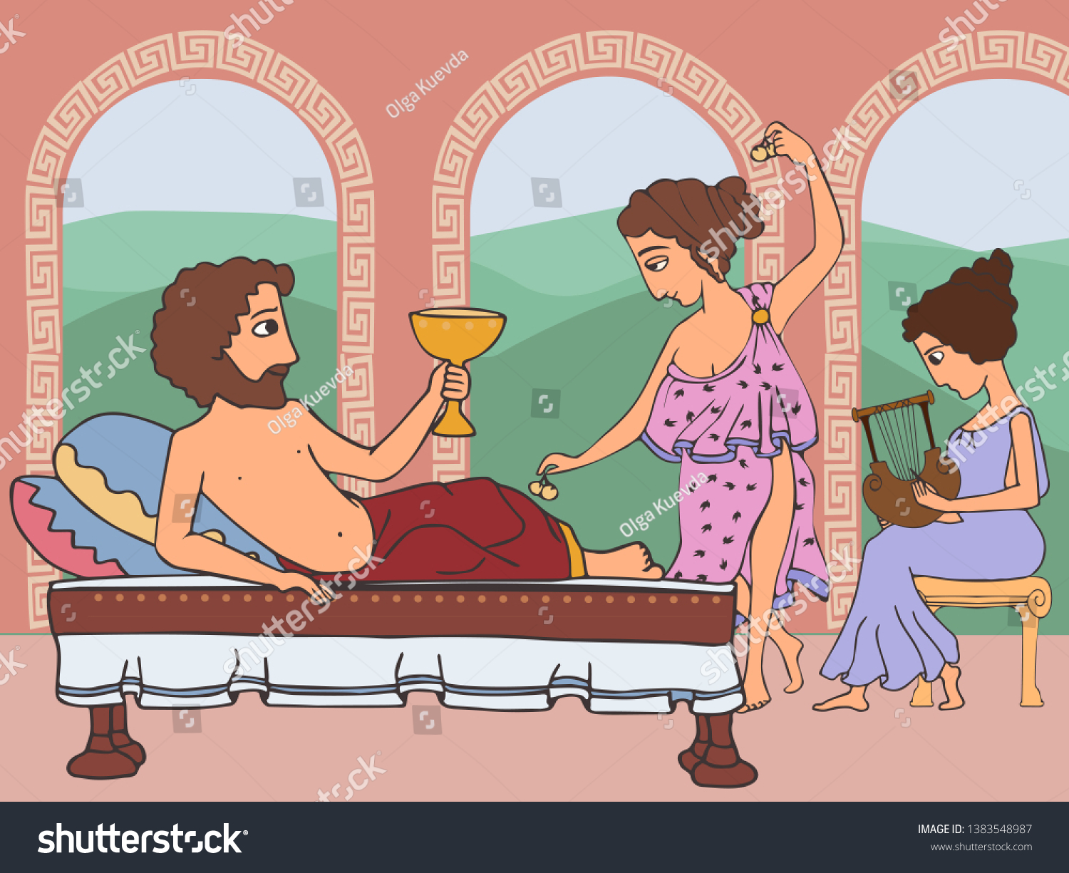 SVG of ancient greek hedonist, funny vector cartoon illustration of historical practices svg
