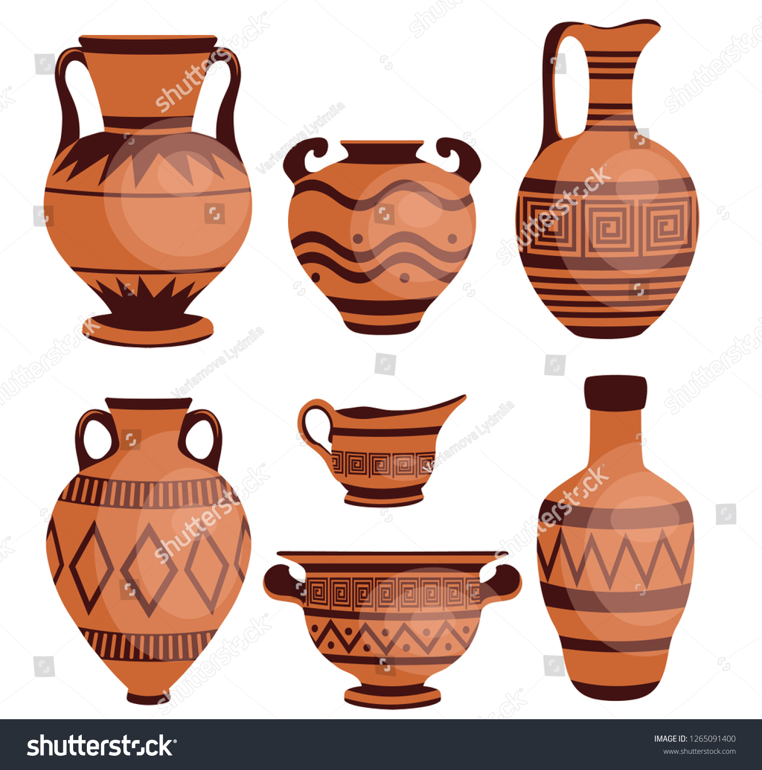 Ancient Greek Vases Ancient Decorative Pots Stock Vector (Royalty Free ...