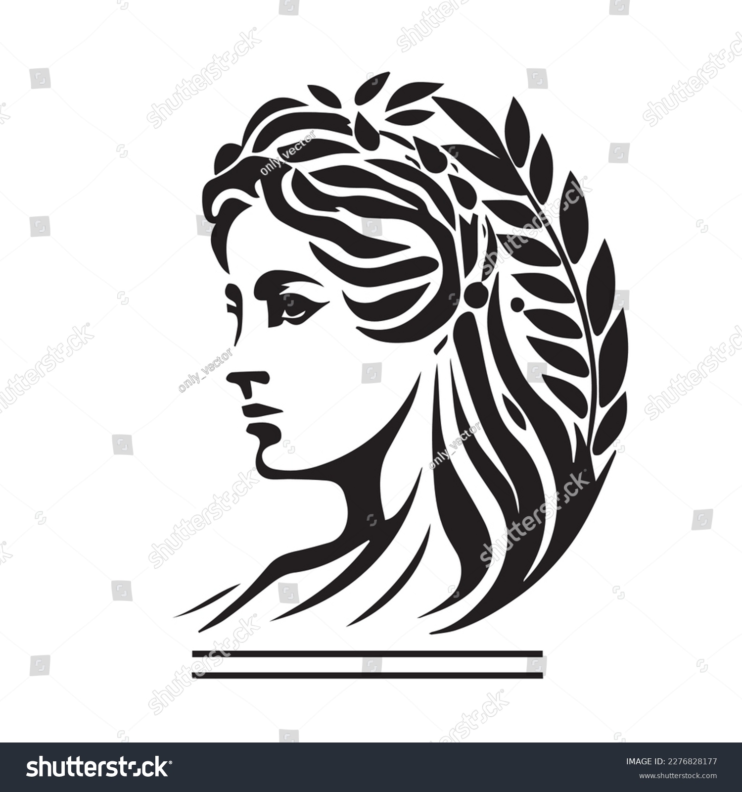 SVG of Ancient Greek woman head logo. Vector illustration of female face. Silhouette svg, only black and white. svg