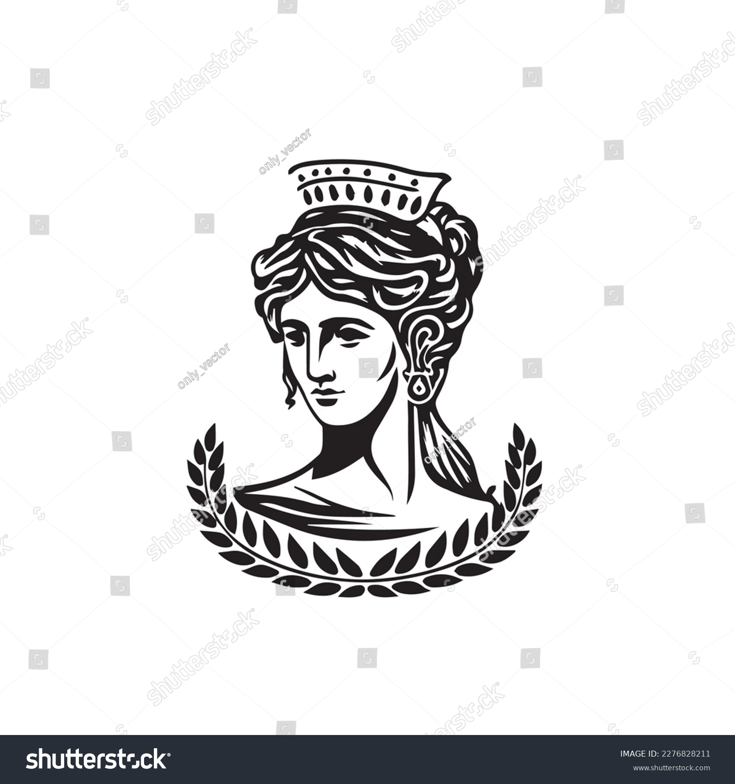 SVG of Ancient Greek woman head logo. Vector illustration of female face. Silhouette svg, only black and white. svg