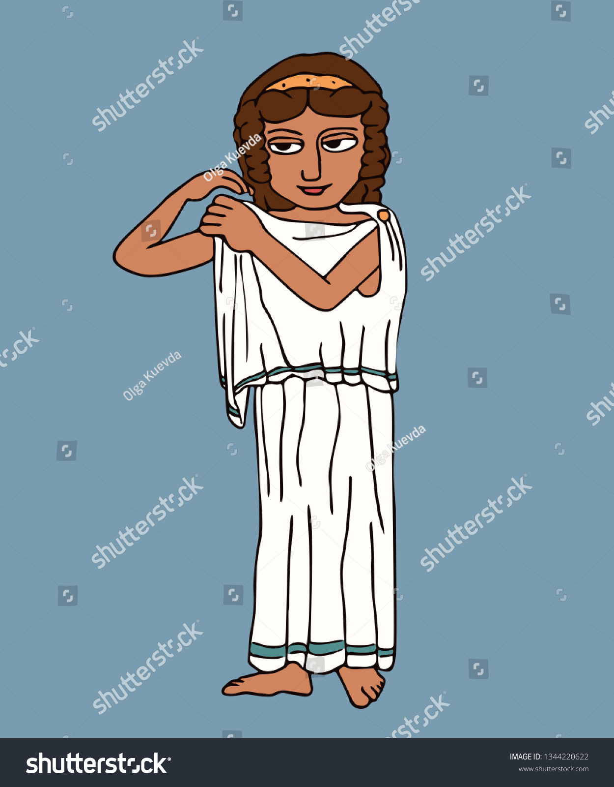 Ancient Greek Woman Pinned Chiton Vector Stock Vector (Royalty Free ...