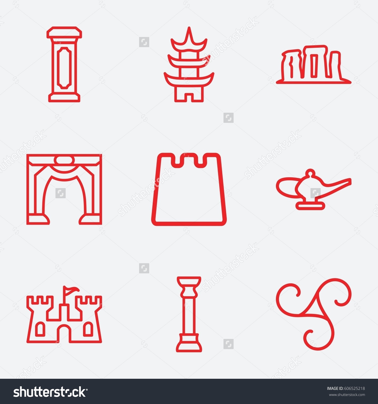 ancient icon set 9 ancient outline stock vector 606525218 ancient icon set 9 ancient outline stock vector 606525218
