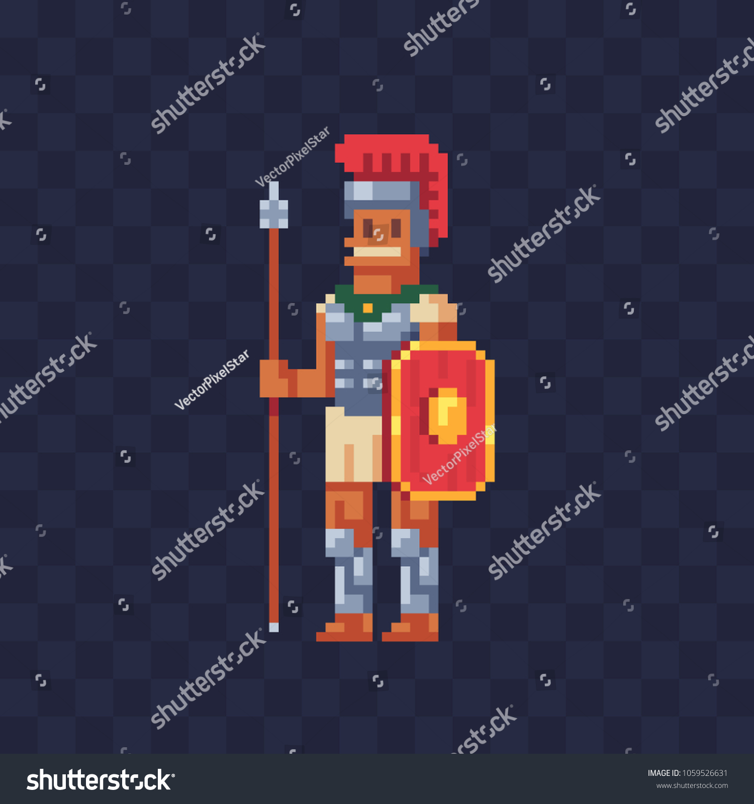 Ancient Roman Warrior Pixel Art Character Stock Vector (Royalty Free ...