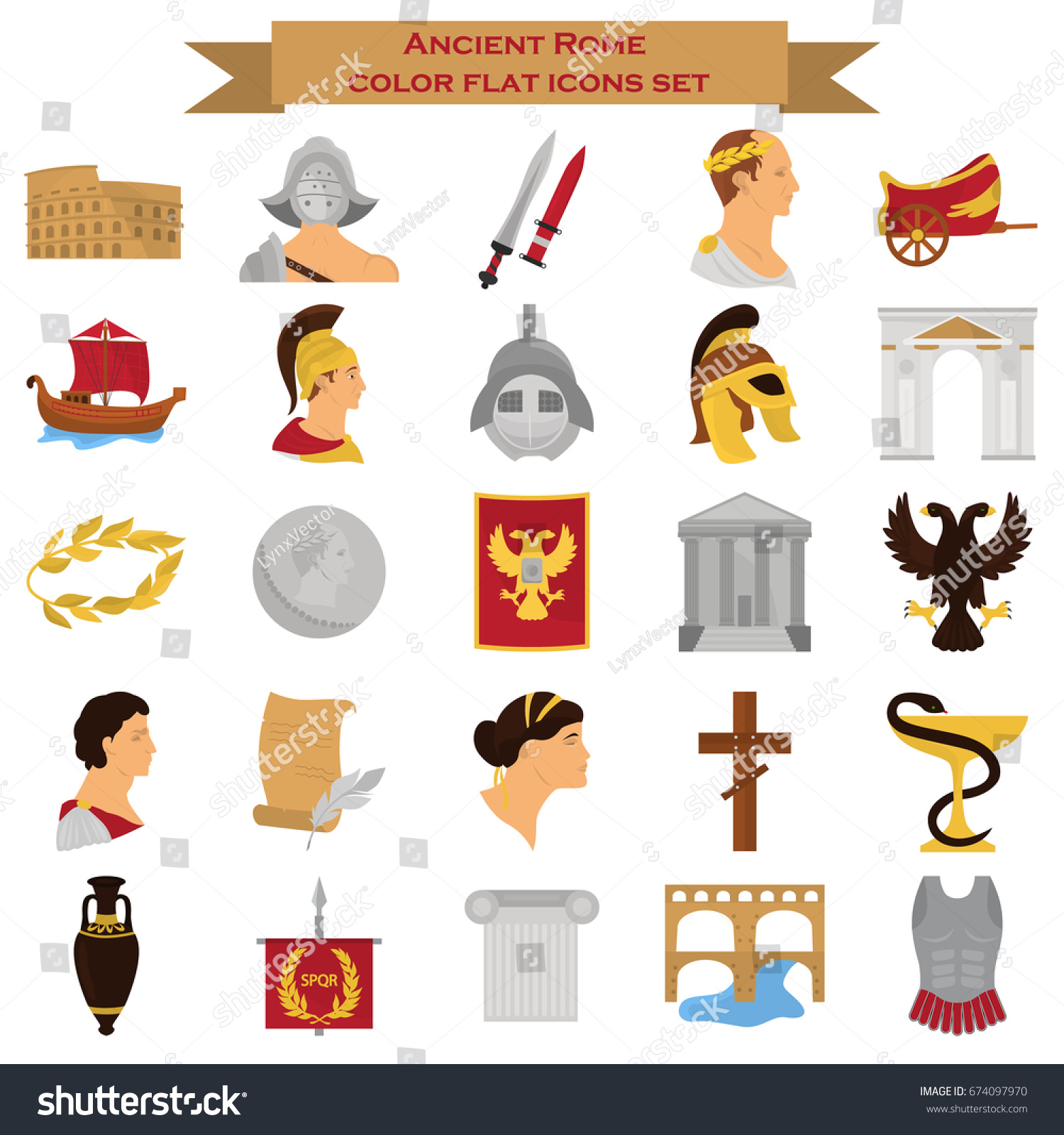 Ancient Rome Color Icons Set Web Stock Vector (Royalty Free) 674097970