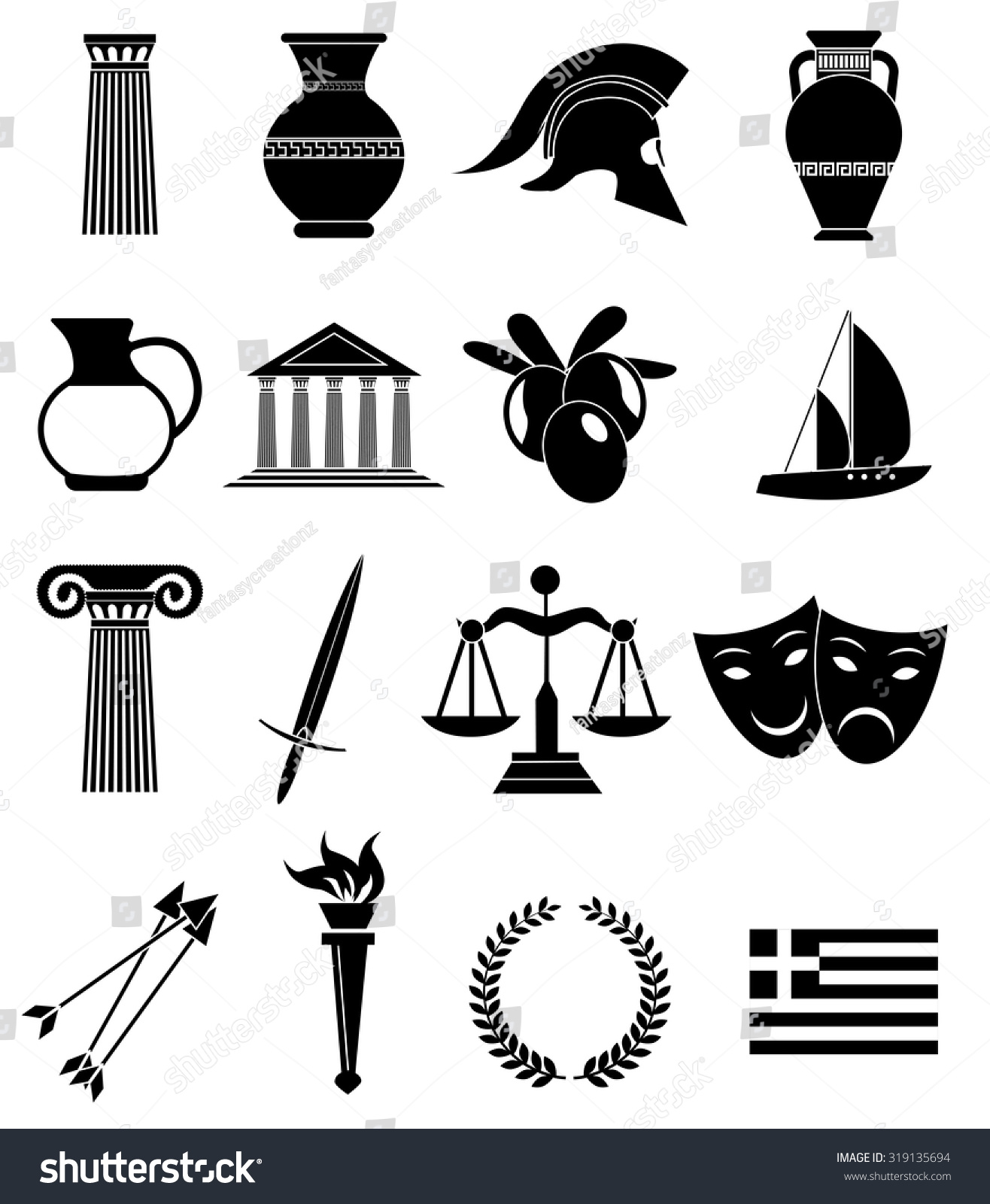 Ancient Rome Icons Set Stock Vector Royalty Free 319135694