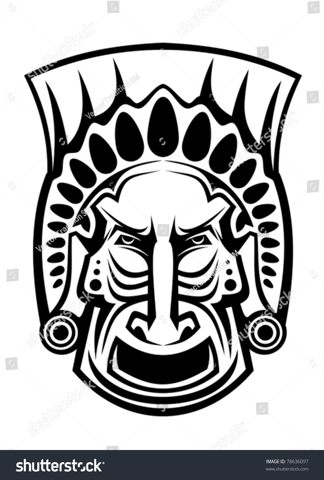 Ancient Tribal Religious Mask Isolated On White. Jpeg Version Also ...